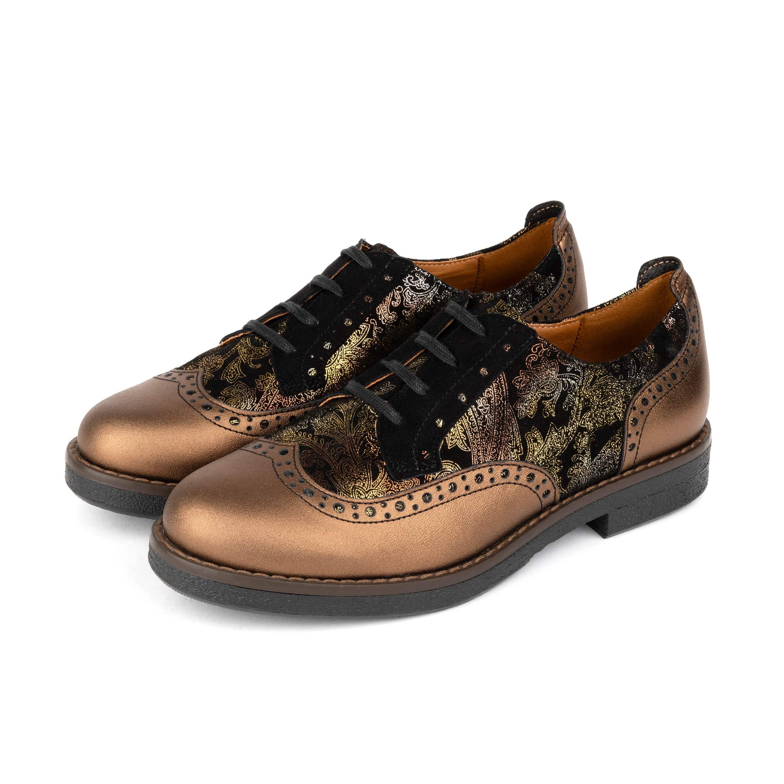 The Artist - Bronze & Floral - Women's leather lace-up shoe with brogue detailing - Image 9