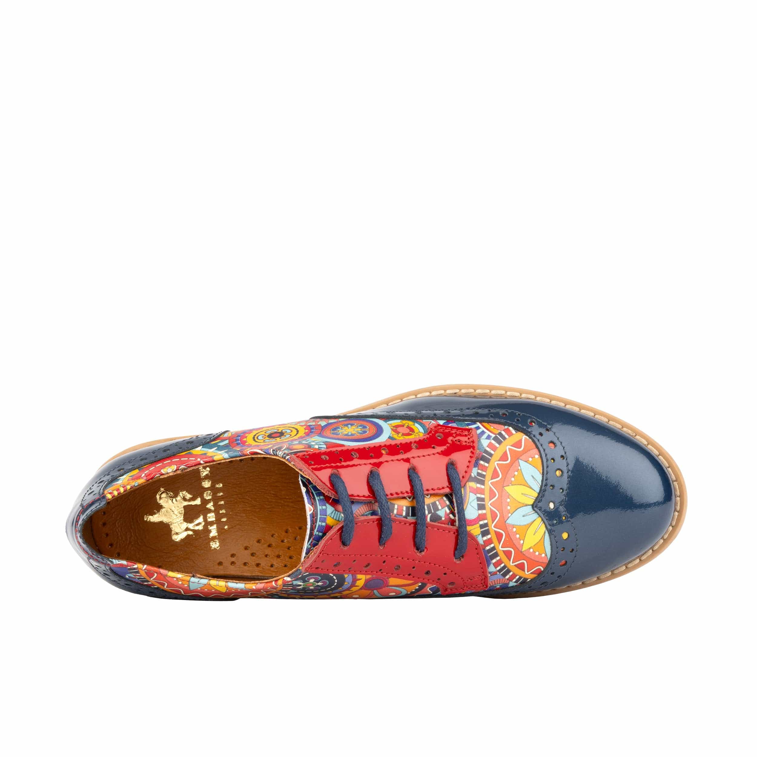 The Artist - Navy Multi - Women's leather lace-up shoe with brogue detailing - Image 8
