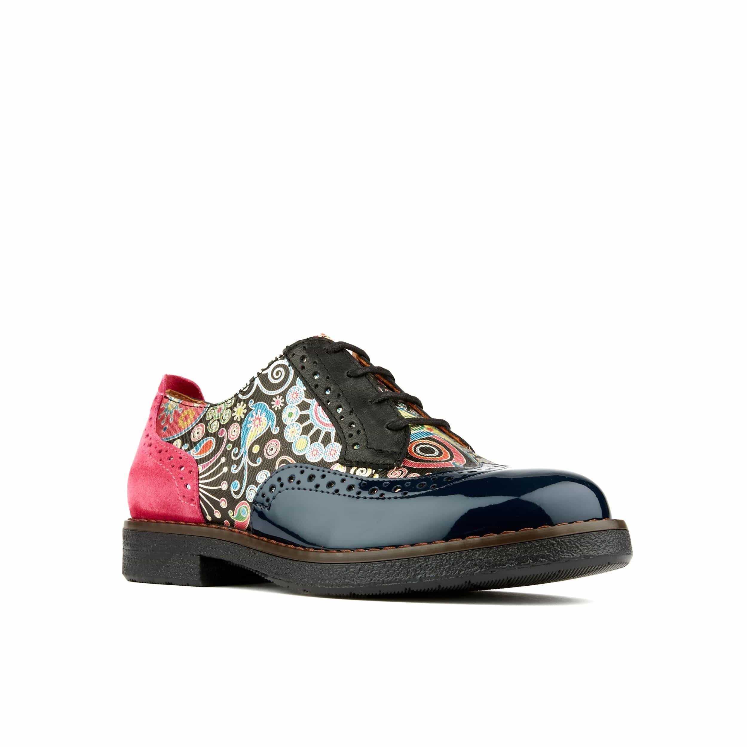 The Artist - Navy Pink - Women's leather lace-up shoe with brogue detailing - Image 3