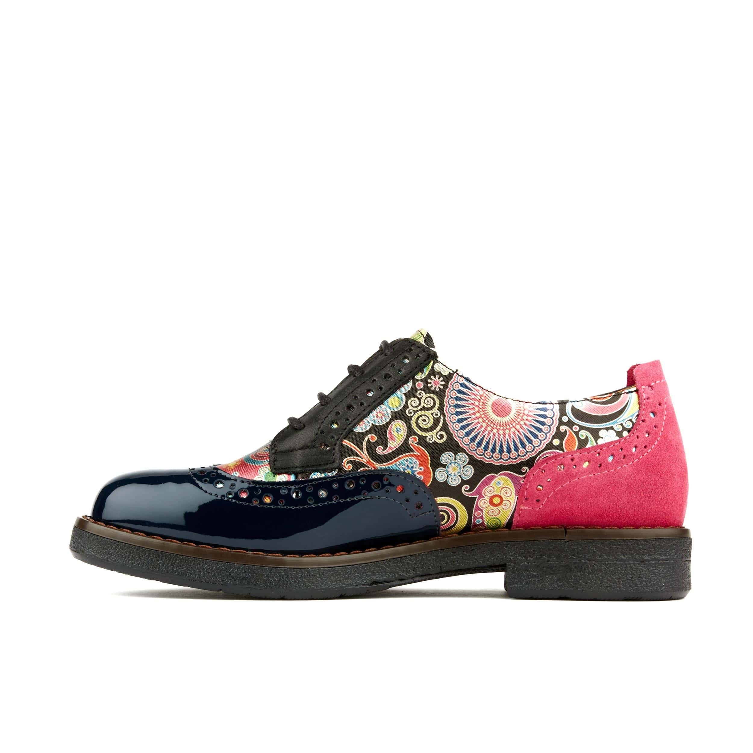 The Artist - Navy Pink - Women's leather lace-up shoe with brogue detailing - Image 4
