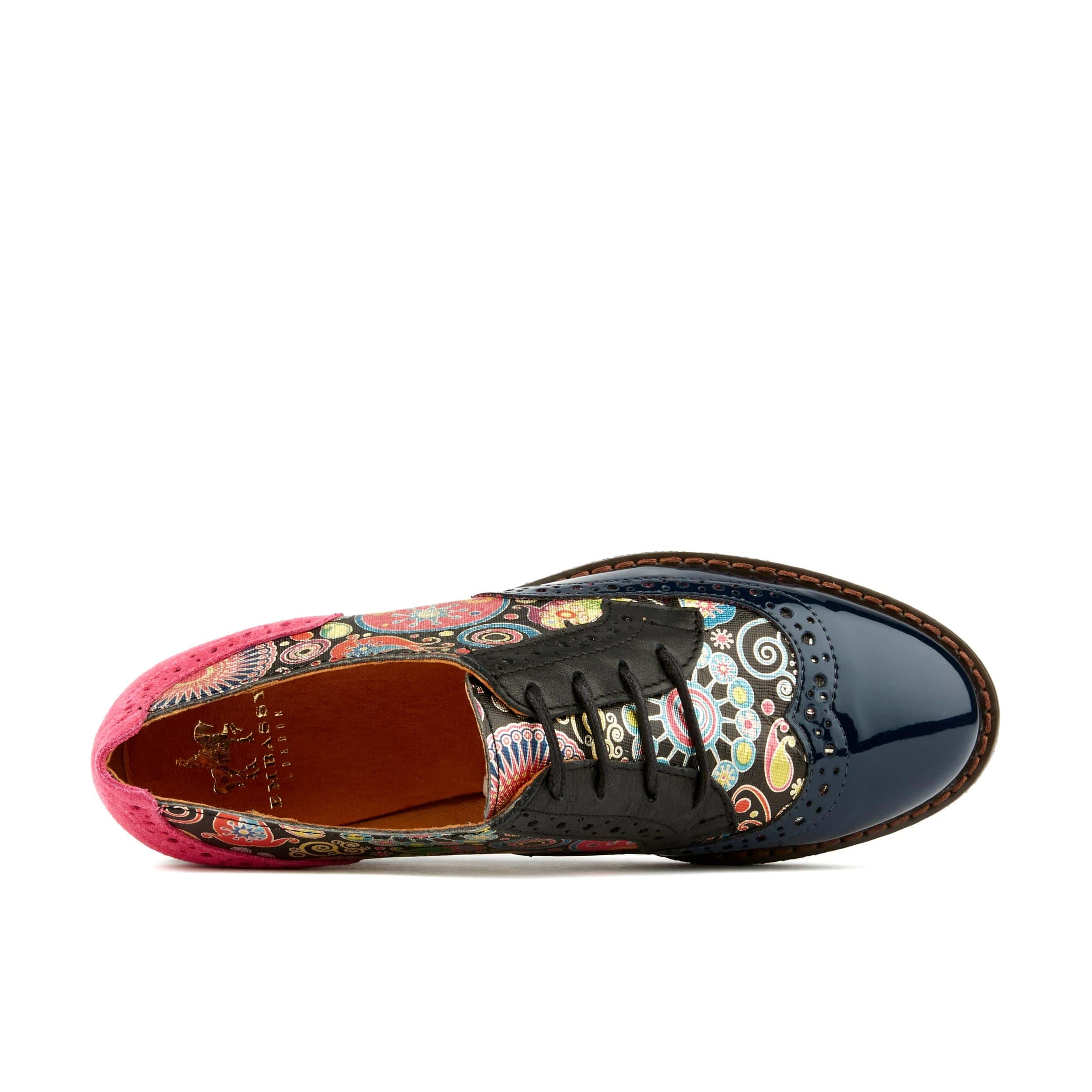 The Artist - Navy Pink - Women's leather lace-up shoe with brogue detailing - Image 6