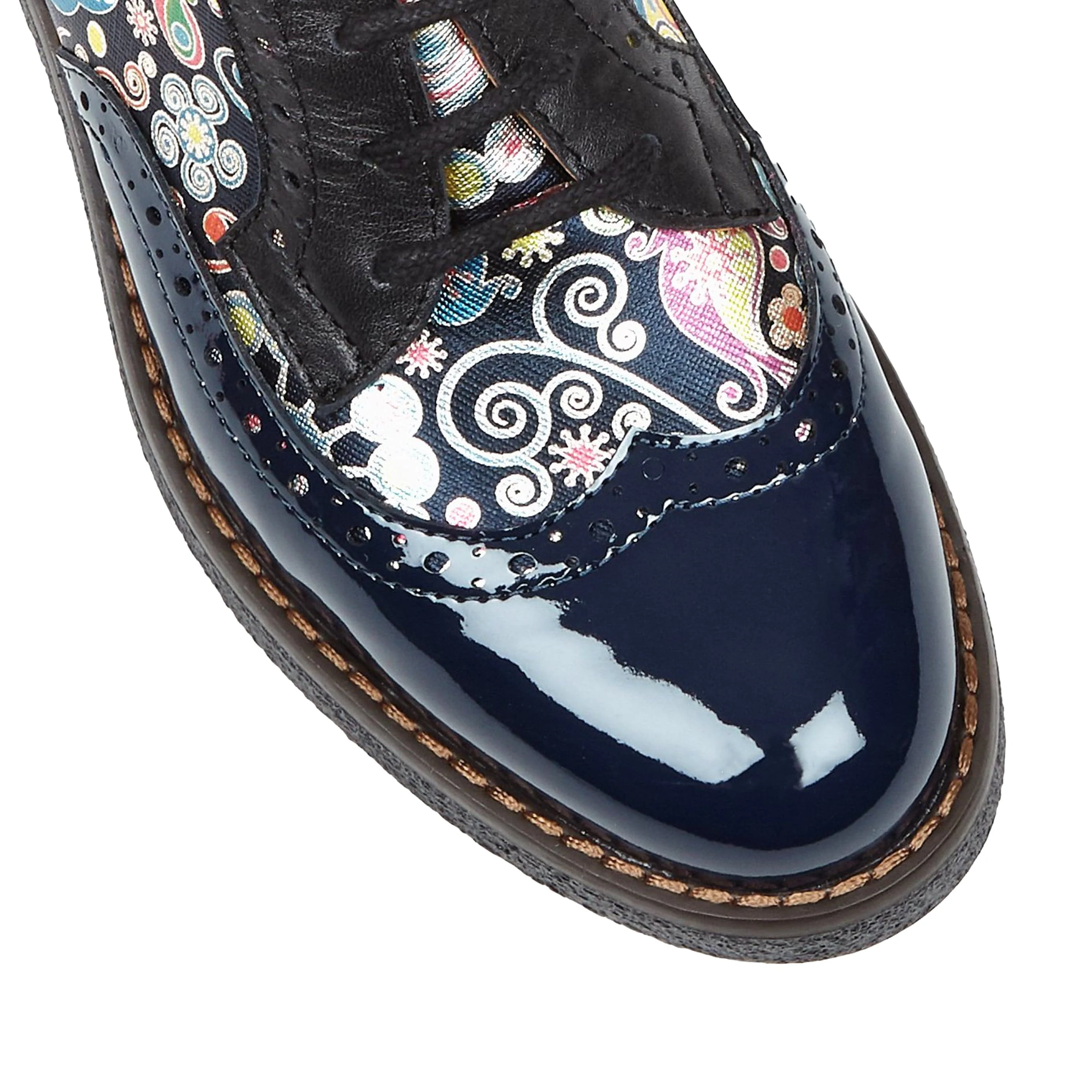 The Artist - Navy Pink - Women's leather lace-up shoe with brogue detailing - Image 7