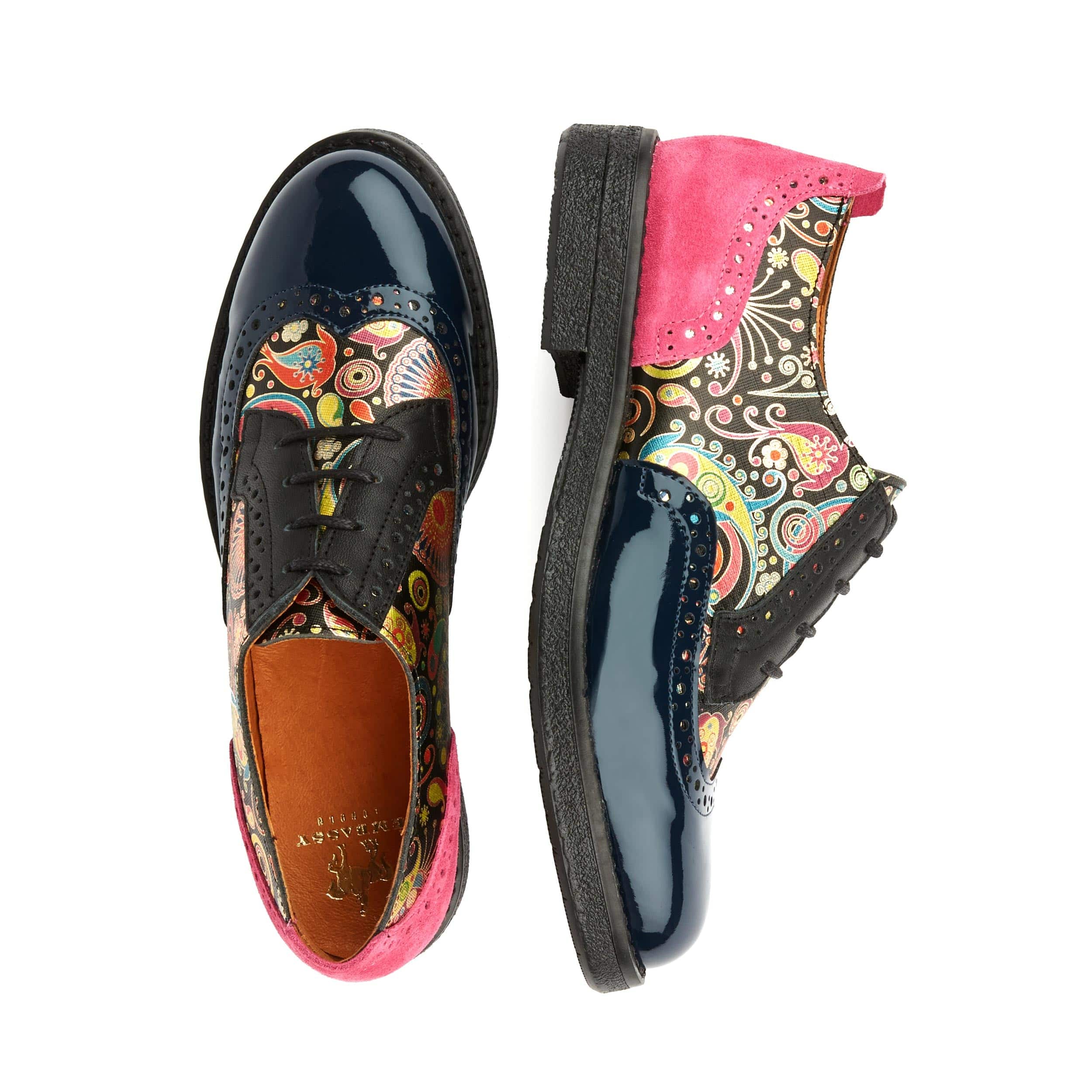 The Artist - Navy Pink - Women's leather lace-up shoe with brogue detailing - Image 9