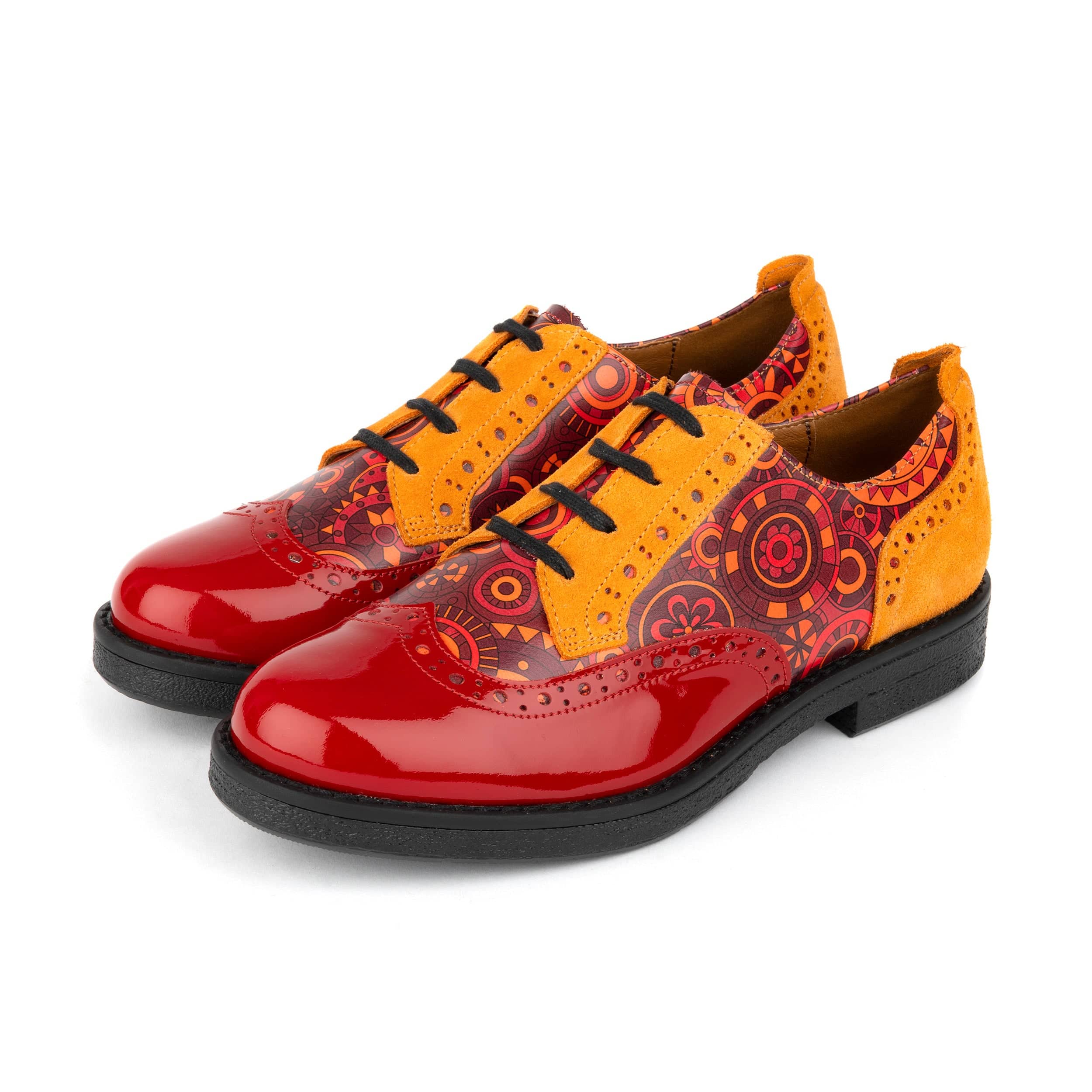 The Artist - Red & Orange - Women's leather lace-up shoe with brogue detailing - Image 10