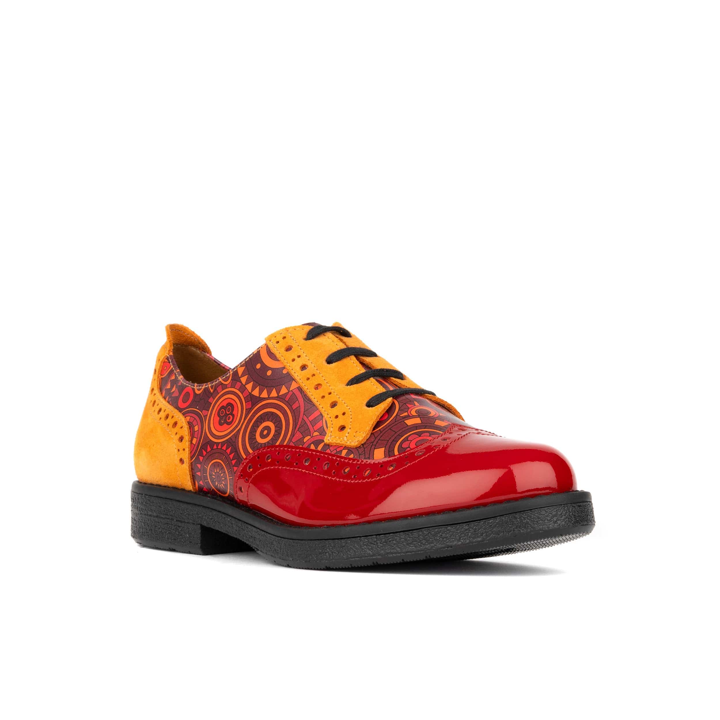 The Artist - Red & Orange - Women's leather lace-up shoe with brogue detailing - Image 3