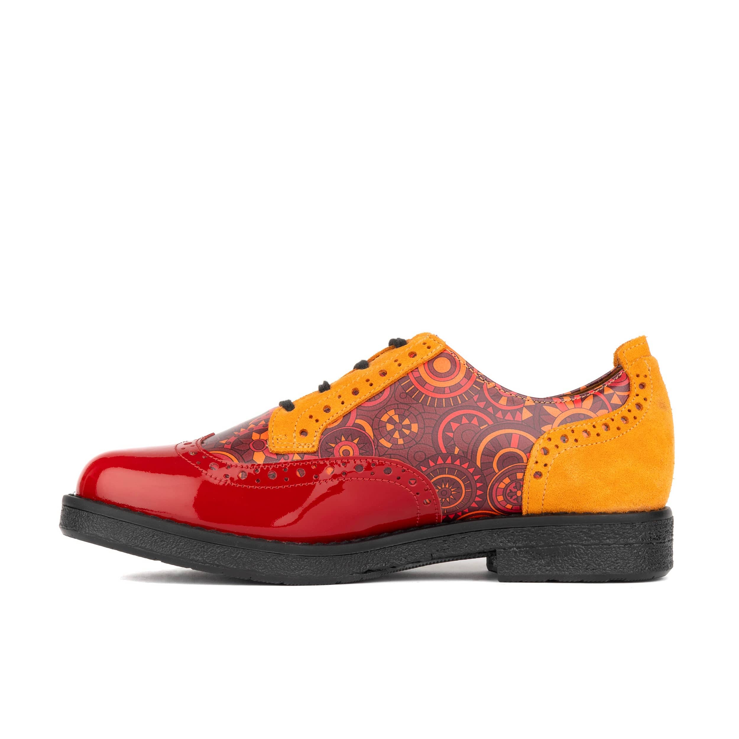 The Artist - Red & Orange - Women's leather lace-up shoe with brogue detailing - Image 4