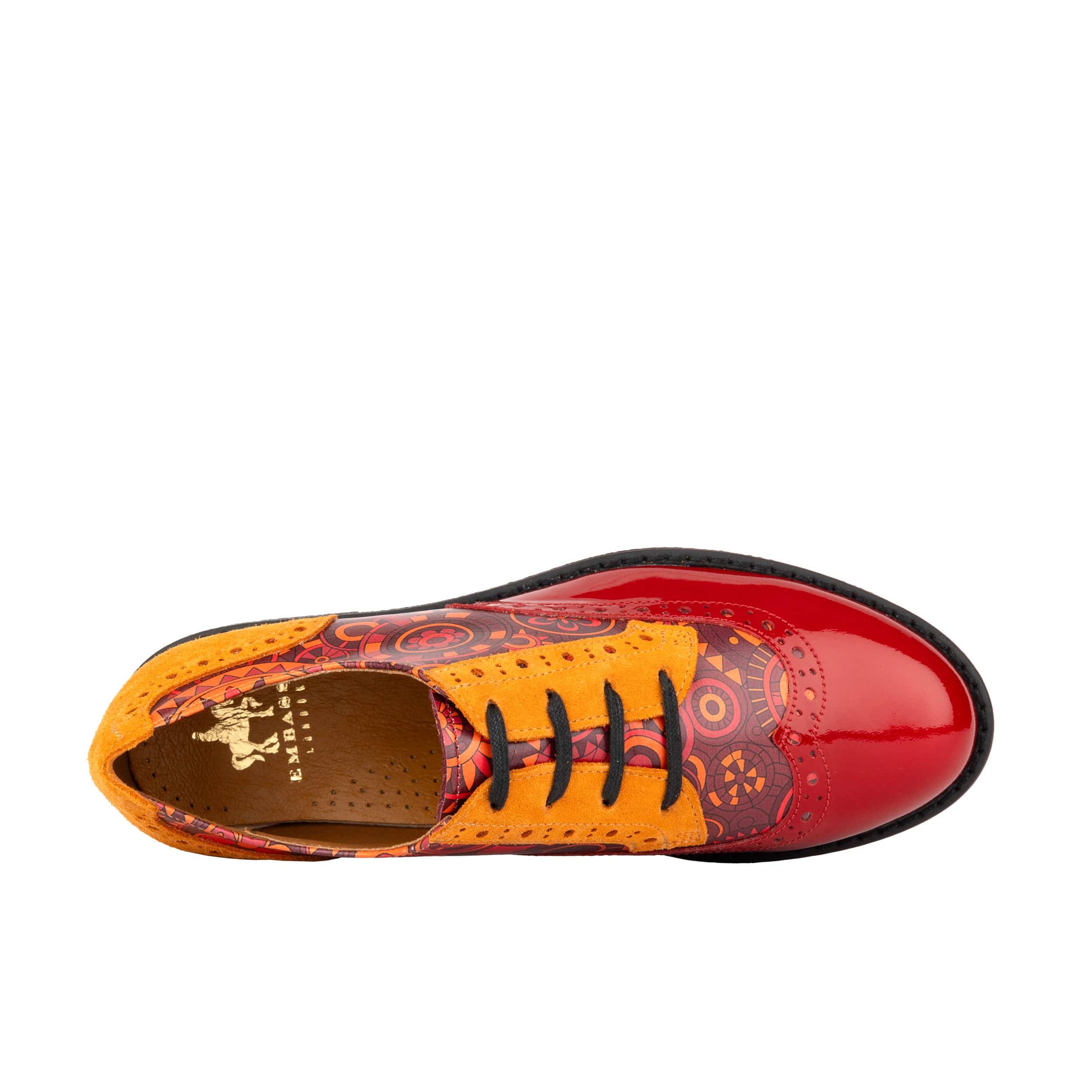 The Artist - Red & Orange - Women's leather lace-up shoe with brogue detailing - Image 7