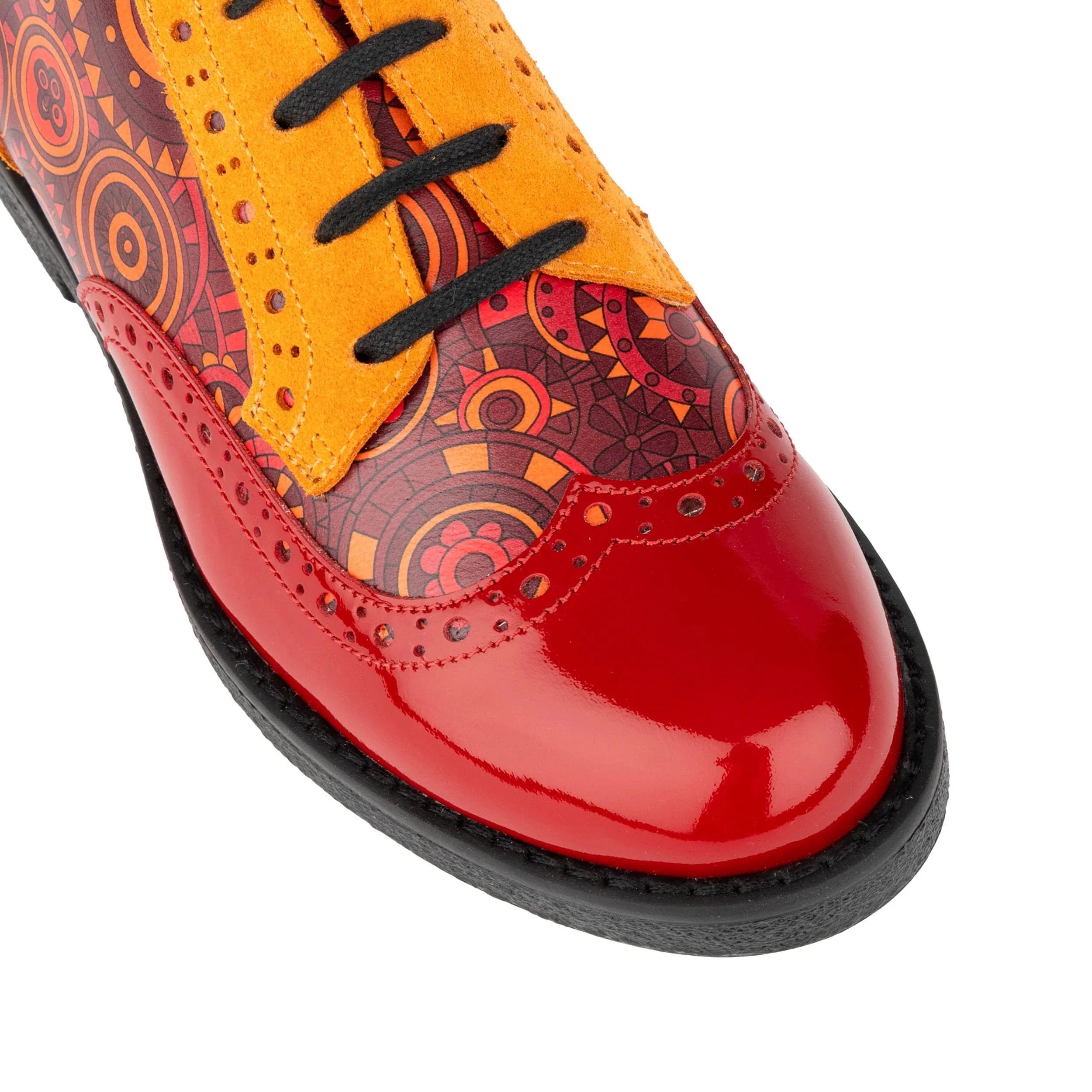 The Artist - Red & Orange - Women's leather lace-up shoe with brogue detailing - Image 8