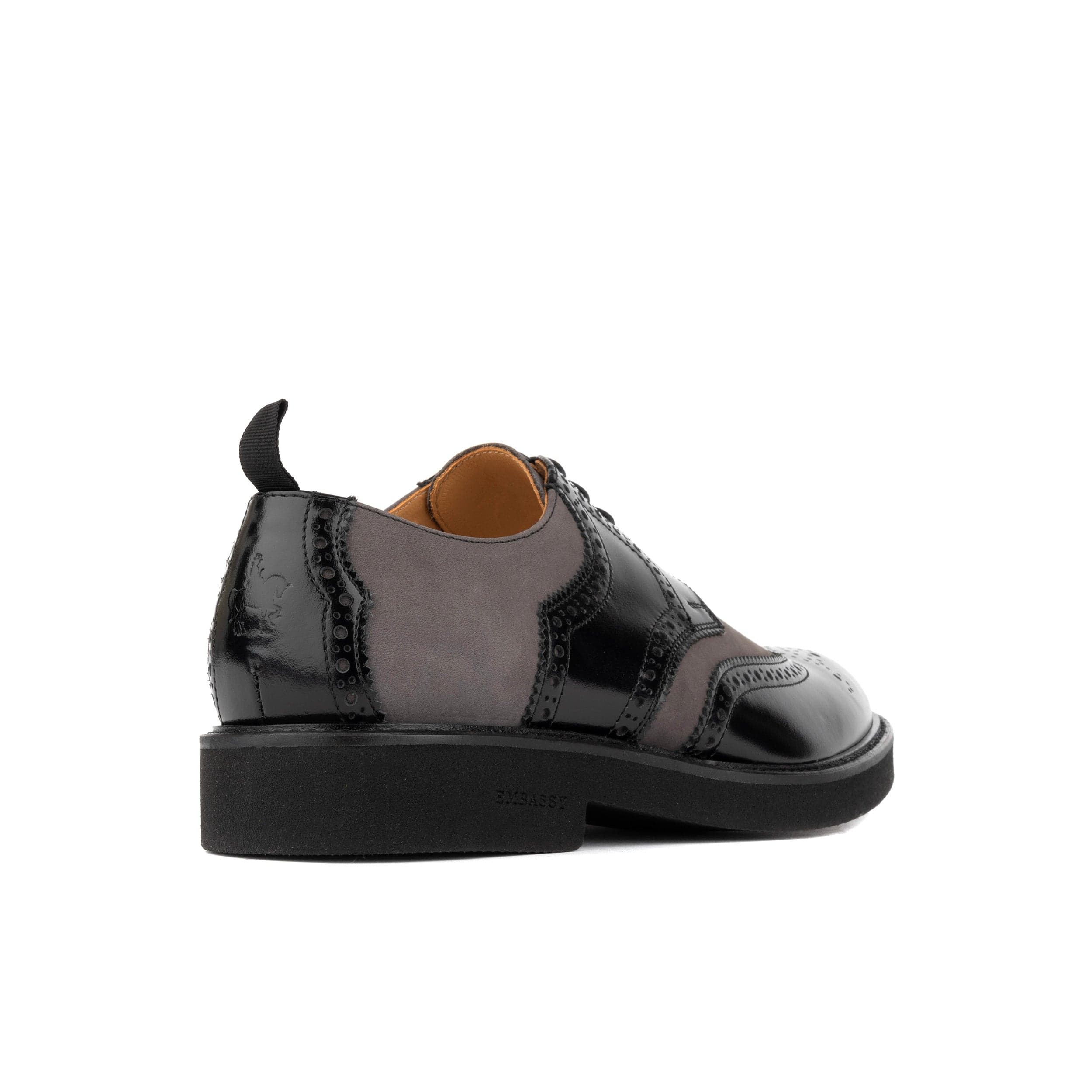 The Nightfall - Grey & Black - Mens Leather Brogue Shoe - Image 4
