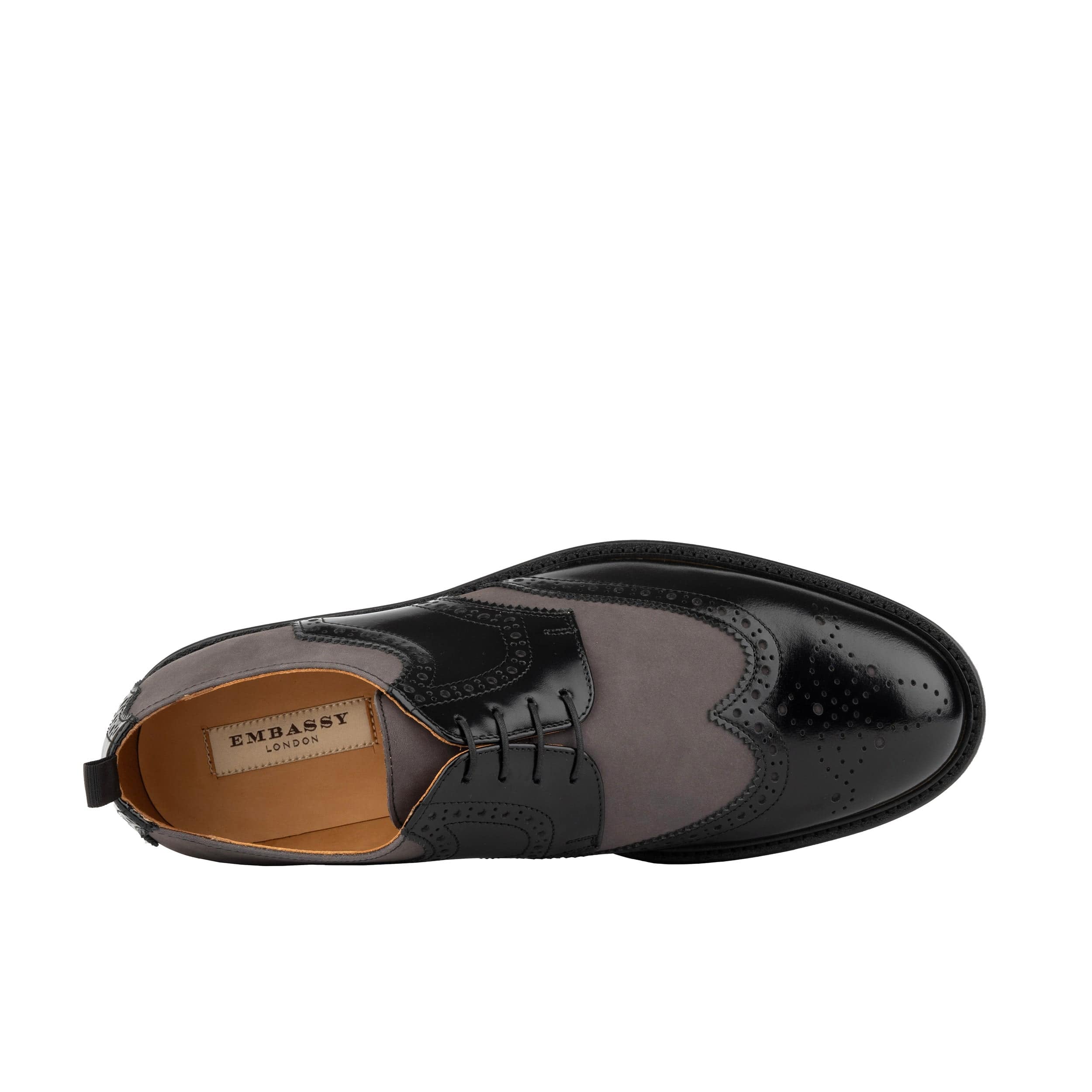 The Nightfall - Grey & Black - Mens Leather Brogue Shoe - Image 6