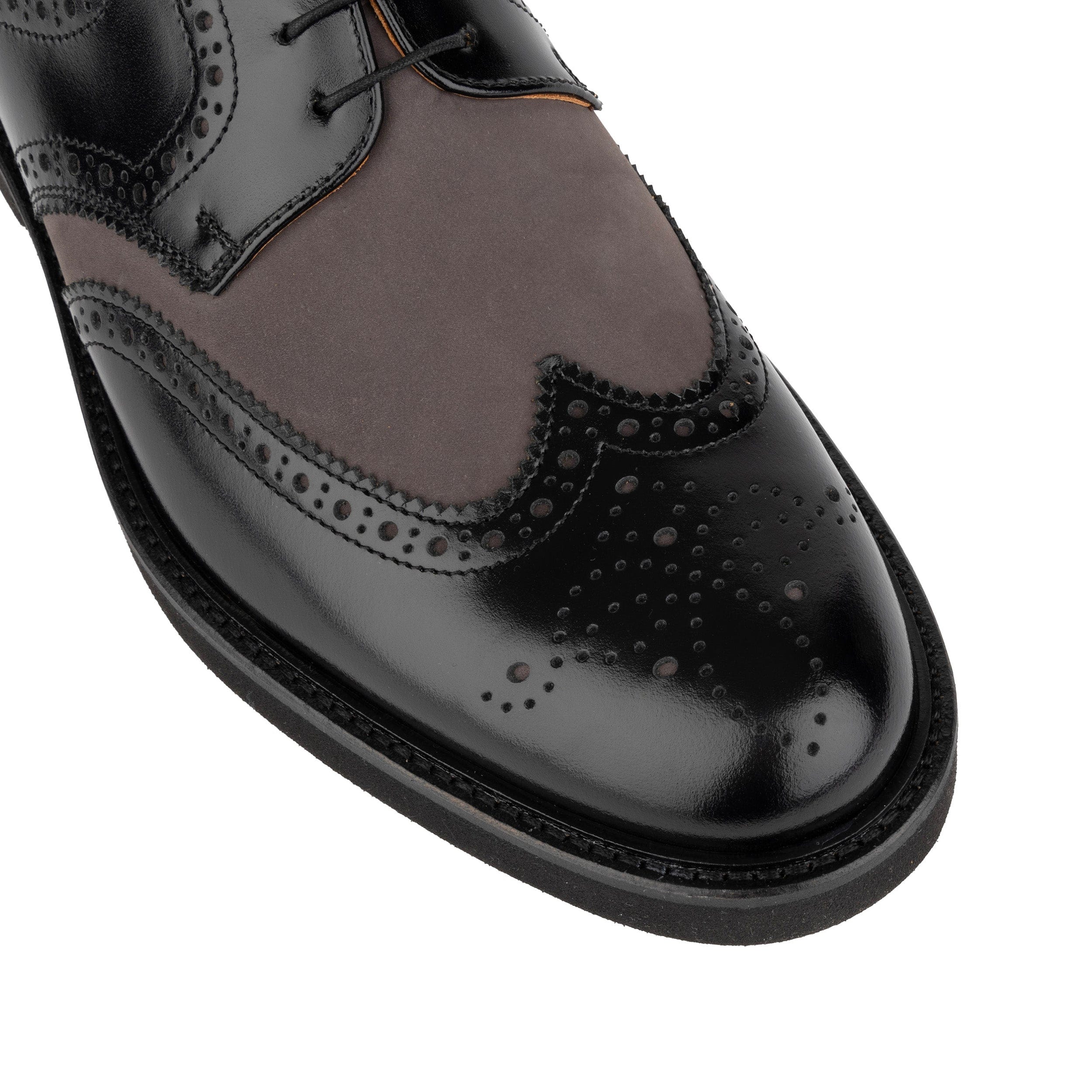 The Nightfall - Grey & Black - Mens Leather Brogue Shoe - Image 7
