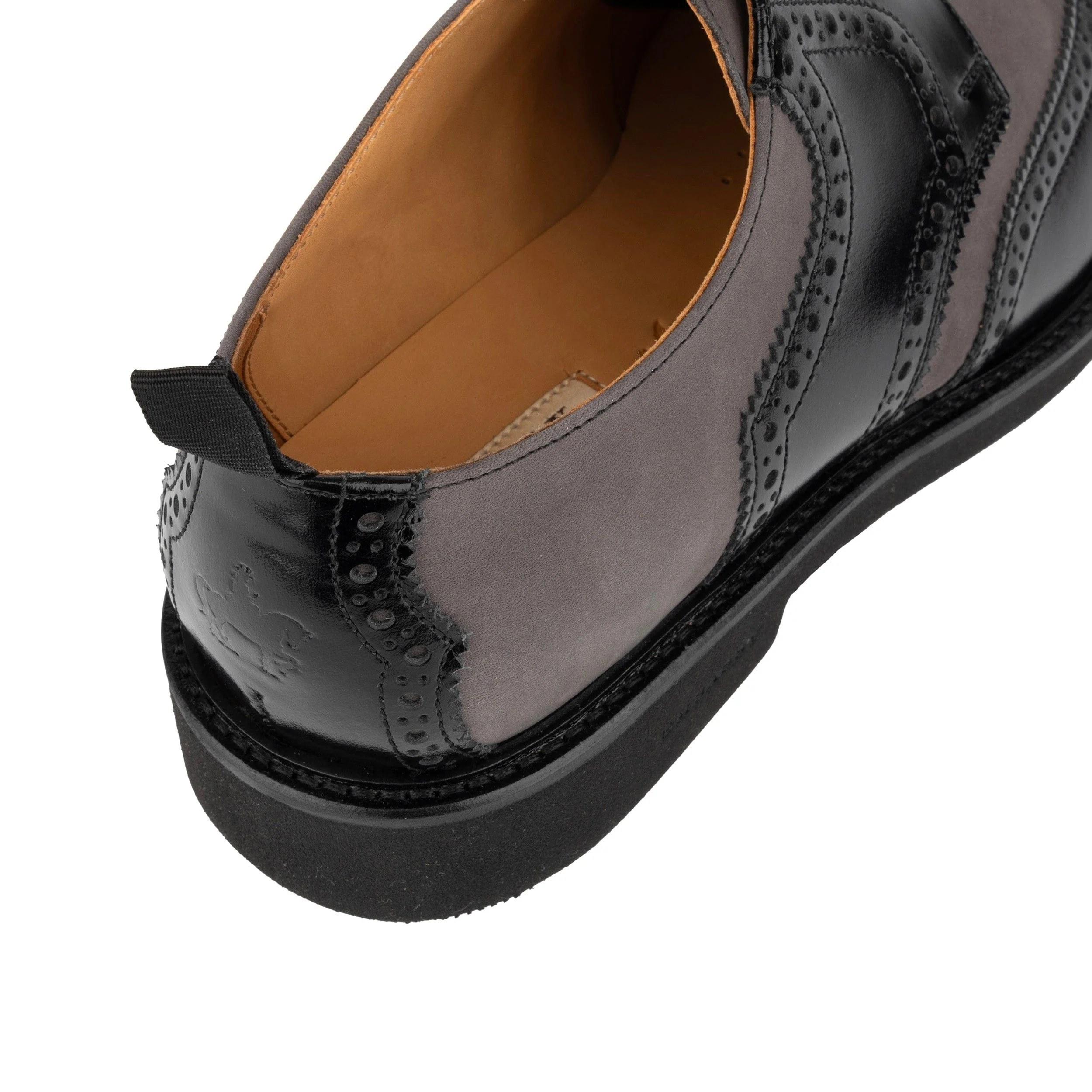 The Nightfall - Grey & Black - Mens Leather Brogue Shoe - Image 8