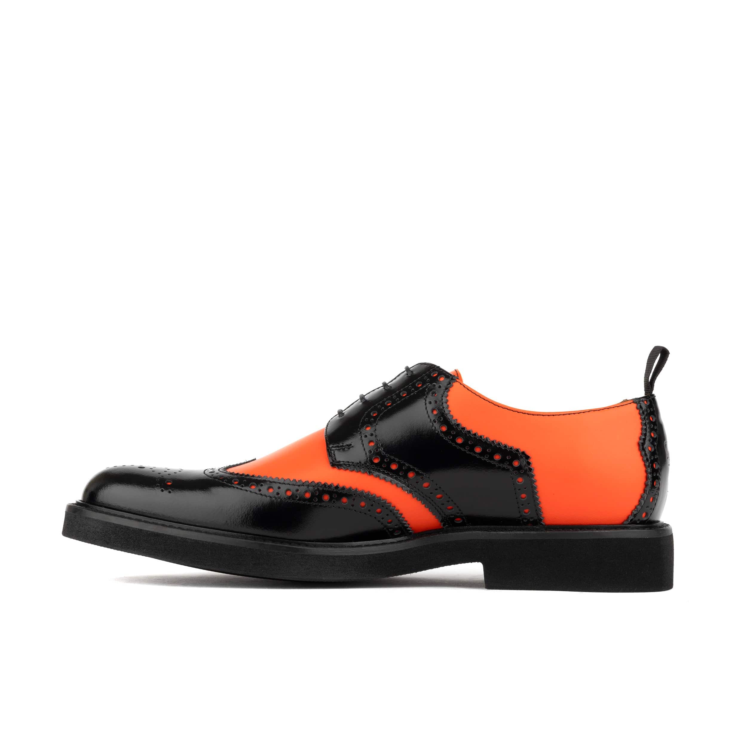 The Nightfall - Orange & Black - Mens Leather Brogue Shoe - Image 4