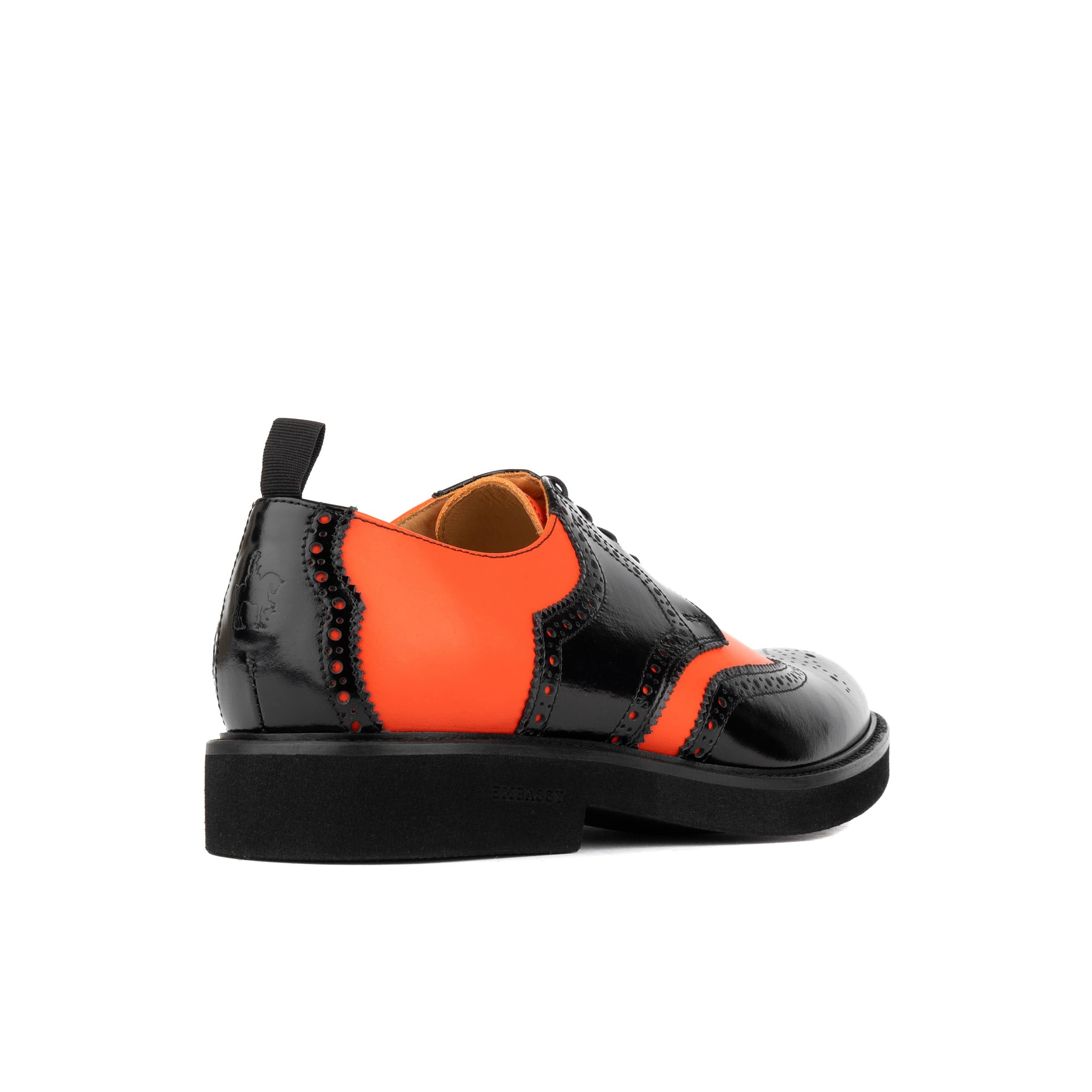The Nightfall - Orange & Black - Mens Leather Brogue Shoe - Image 5