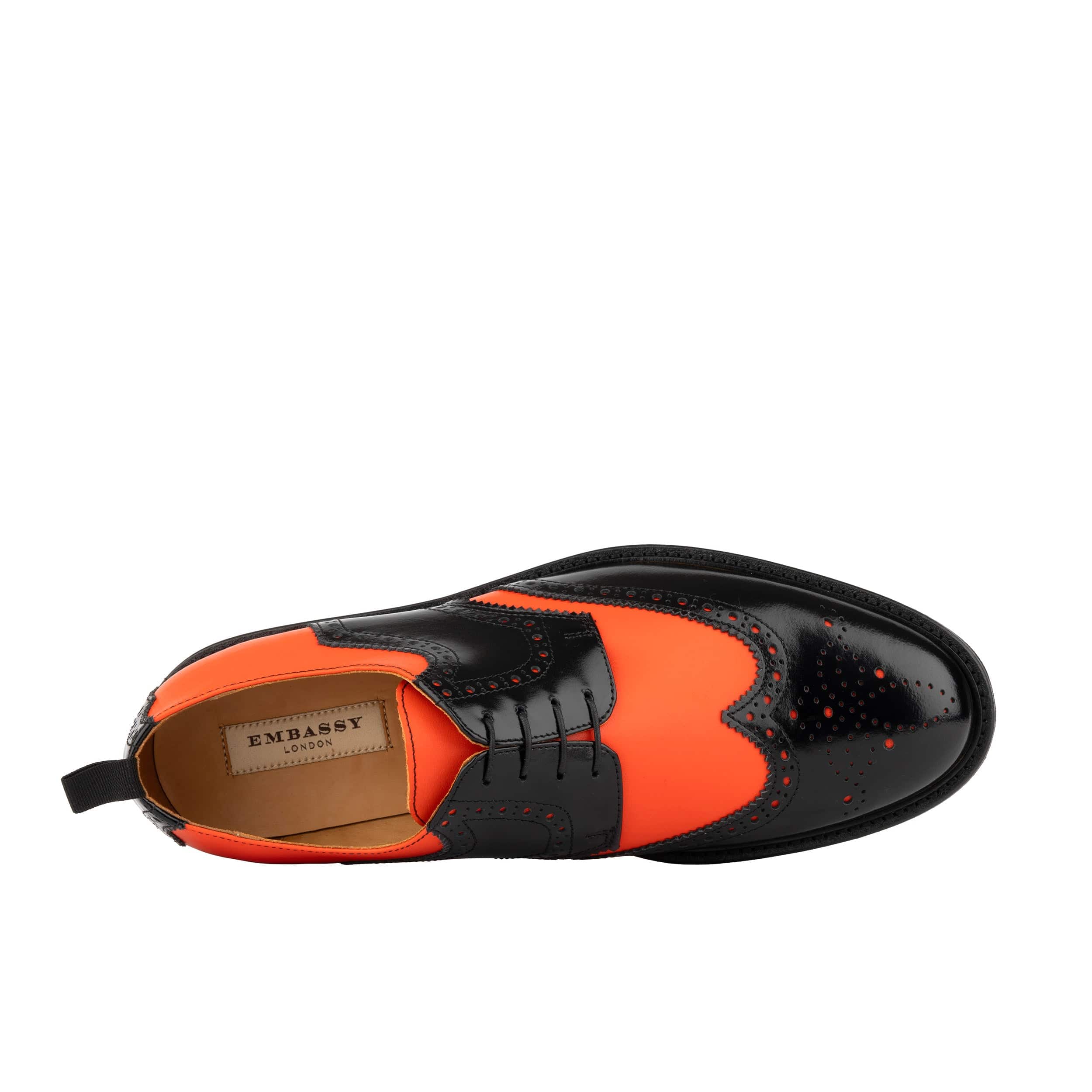 The Nightfall - Orange & Black - Mens Leather Brogue Shoe - Image 7
