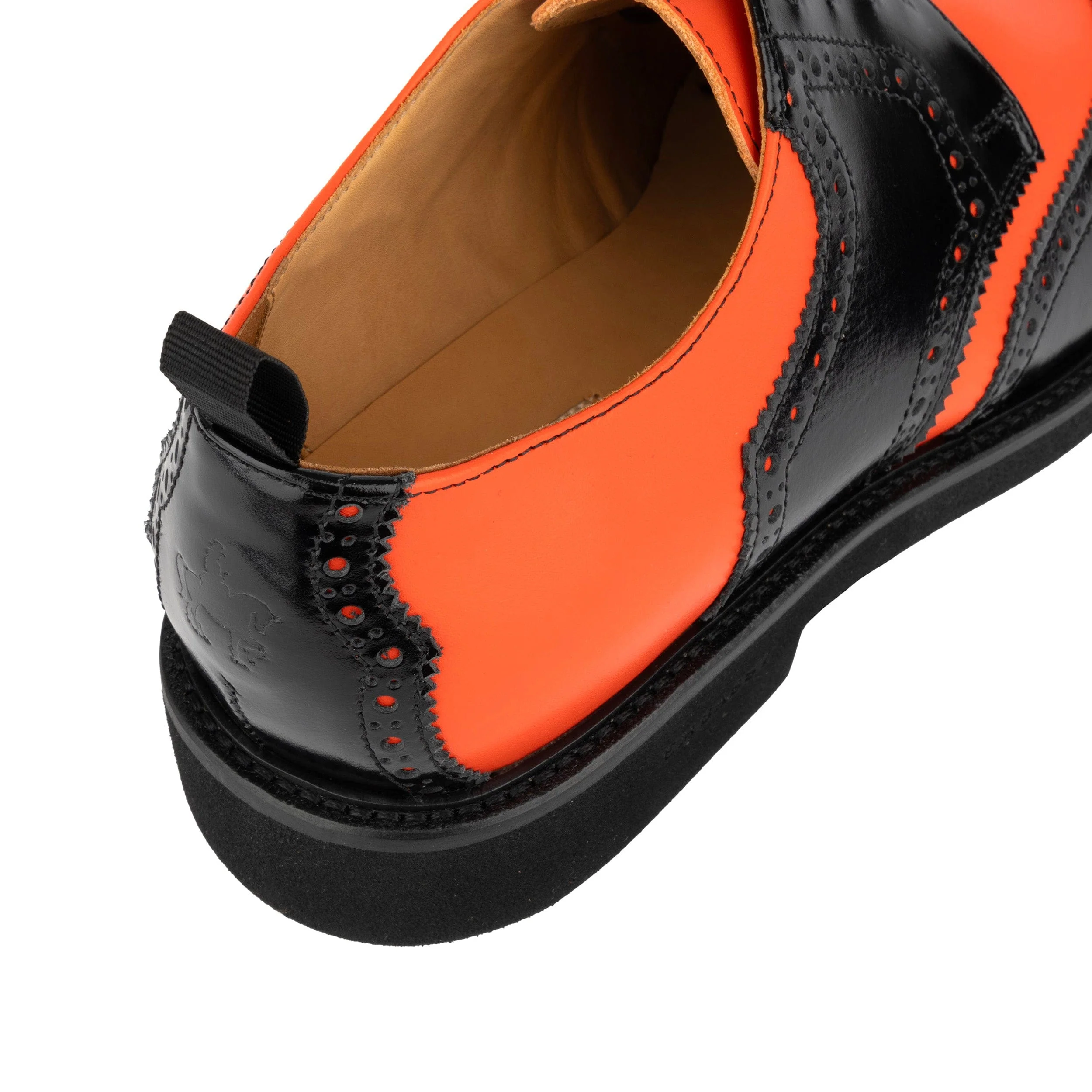 The Nightfall - Orange & Black - Mens Leather Brogue Shoe - Image 9