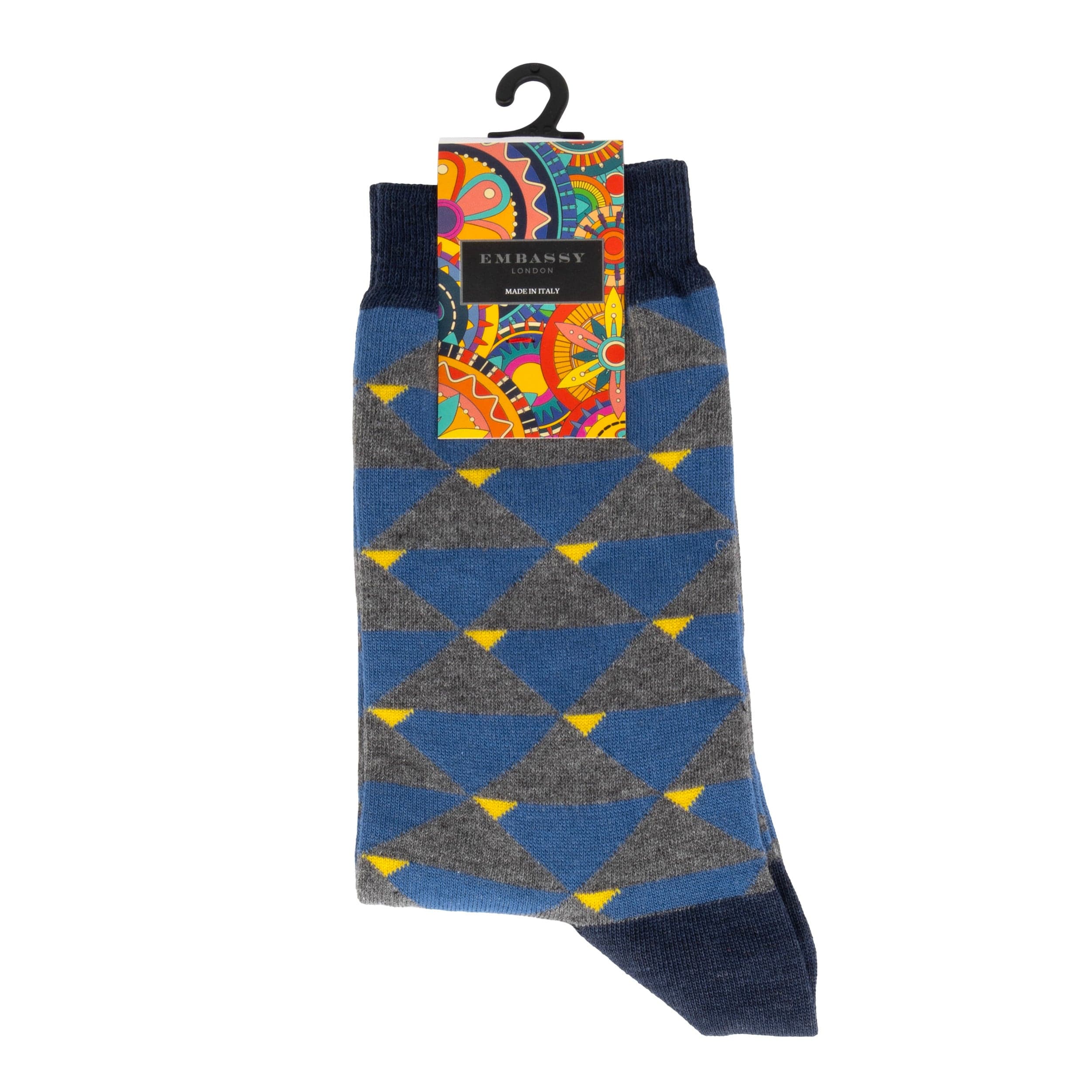 Toeblerone - Blue - Men's cotton crew socks size UK 6 to 12 in in blue - Image 2