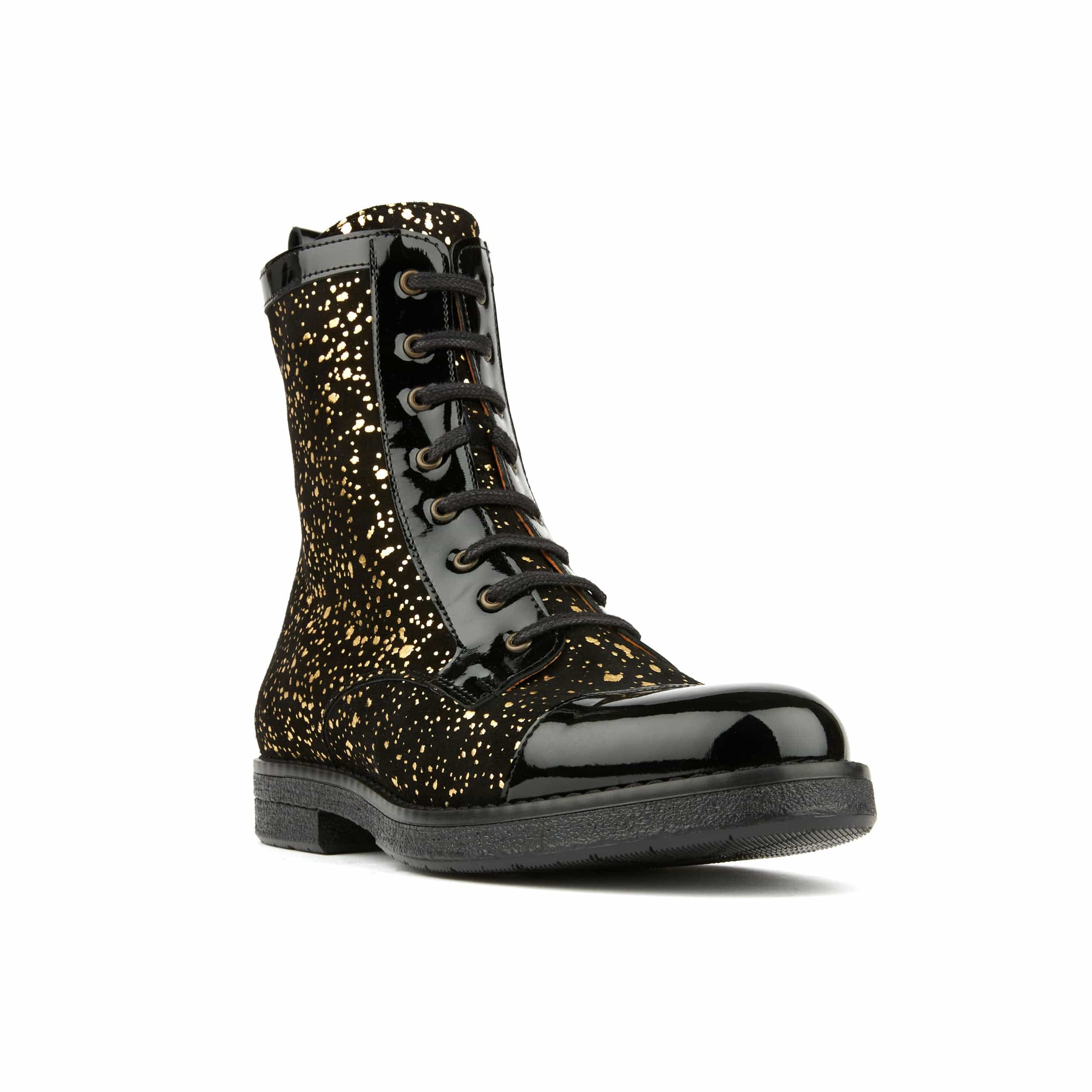 Traveller - Black Gold - Women's leather higher ankle boot in gold and black - Image 2