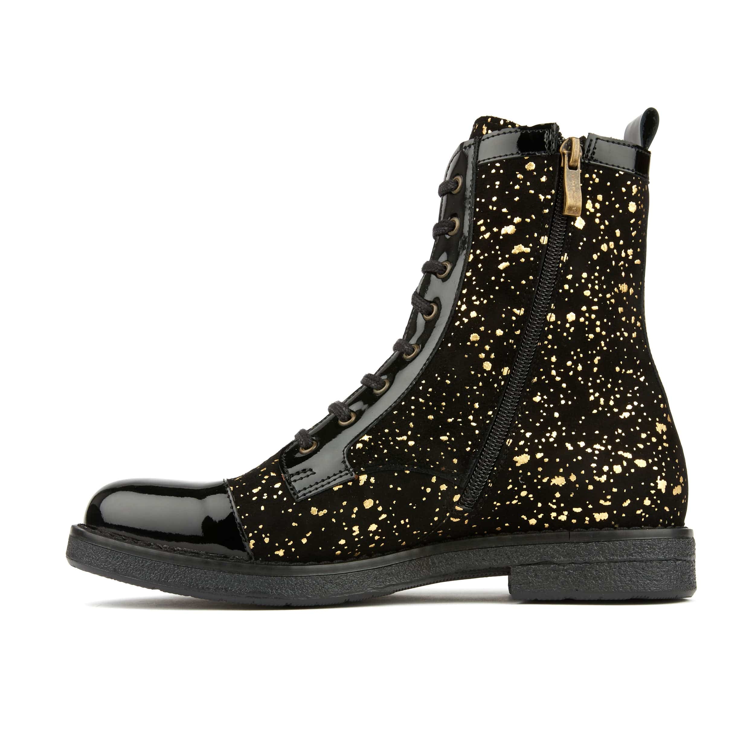 Traveller - Black Gold - Women's leather higher ankle boot in gold and black - Image 3