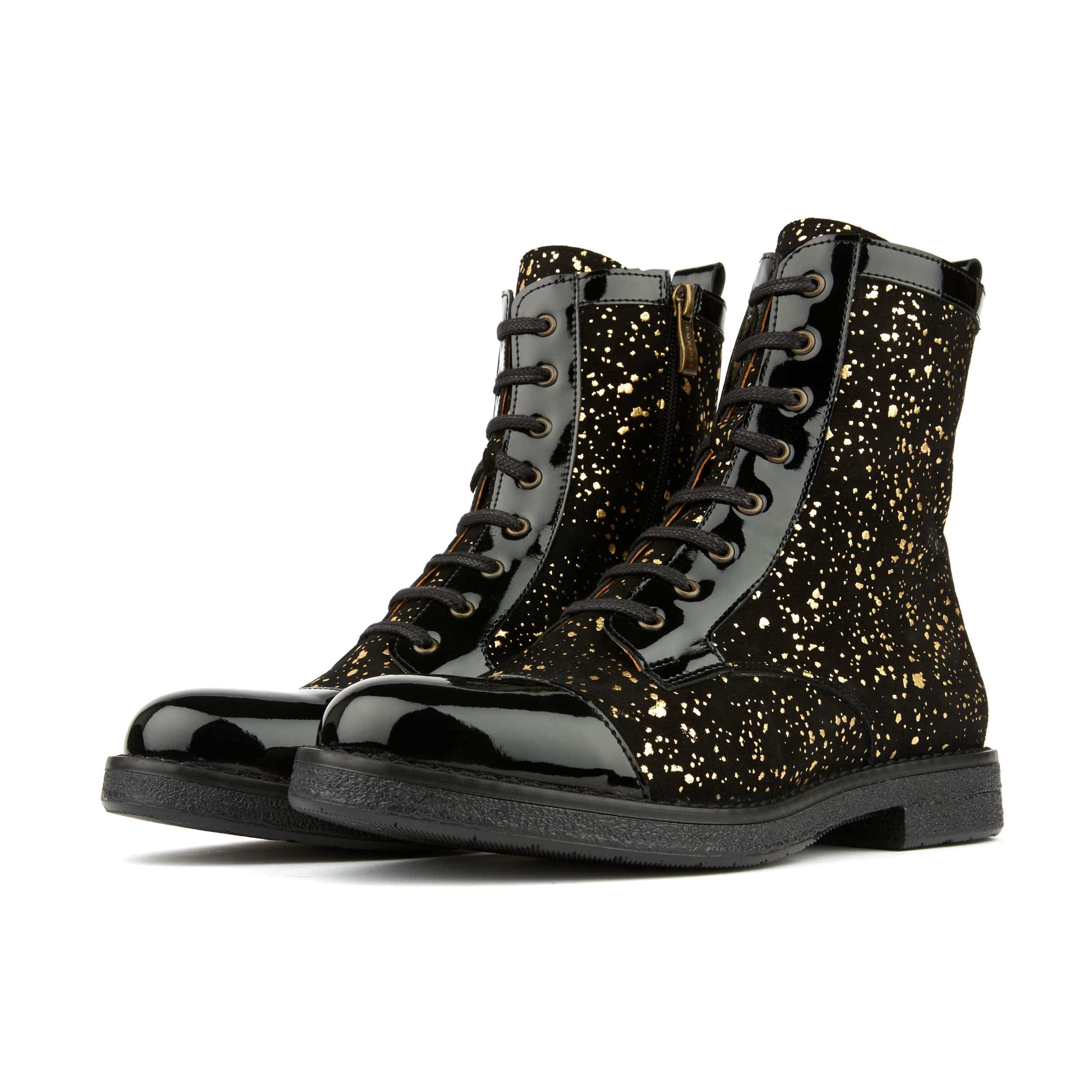 Traveller - Black Gold - Women's leather higher ankle boot in gold and black - Image 8