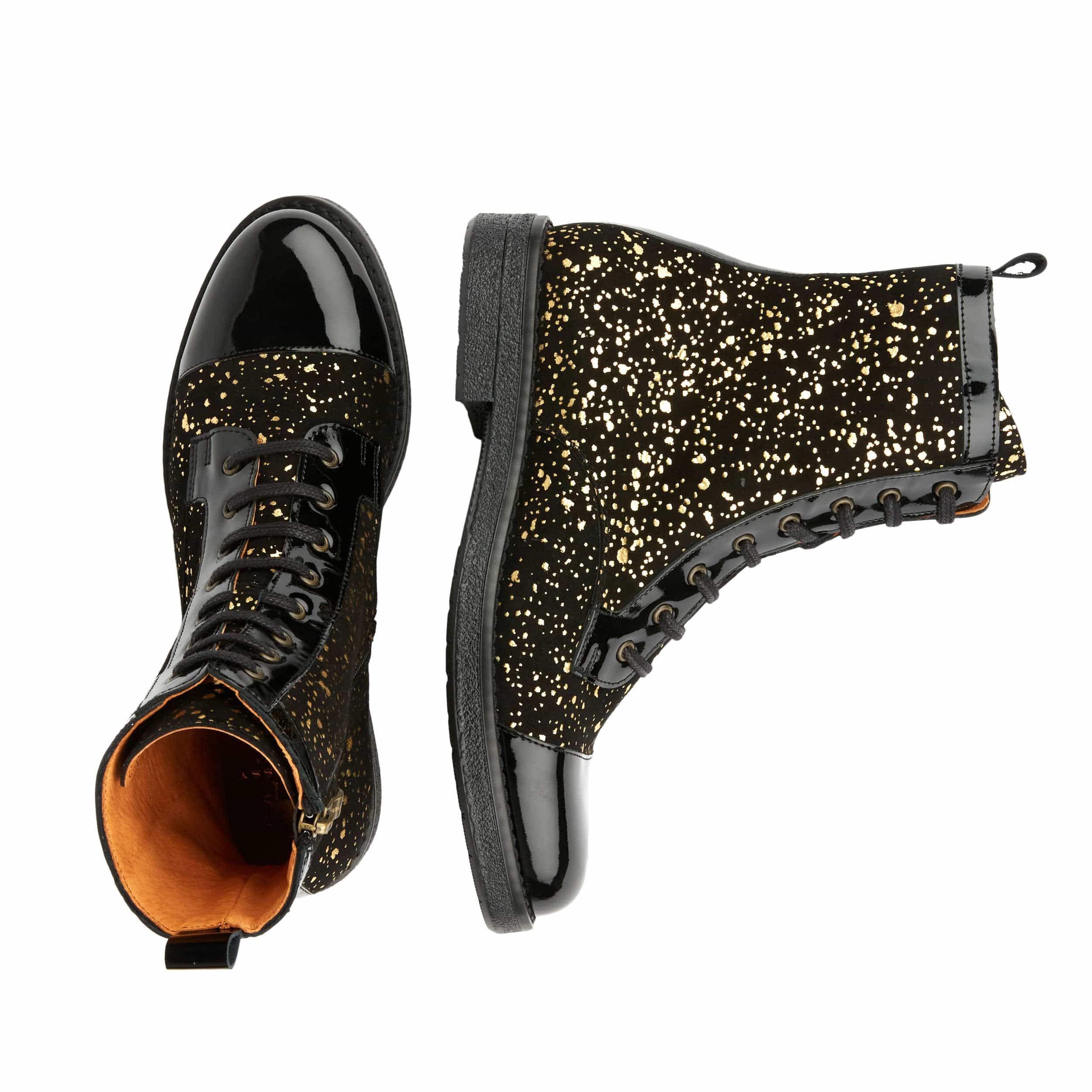 Traveller - Black Gold - Women's leather higher ankle boot in gold and black - Image 9