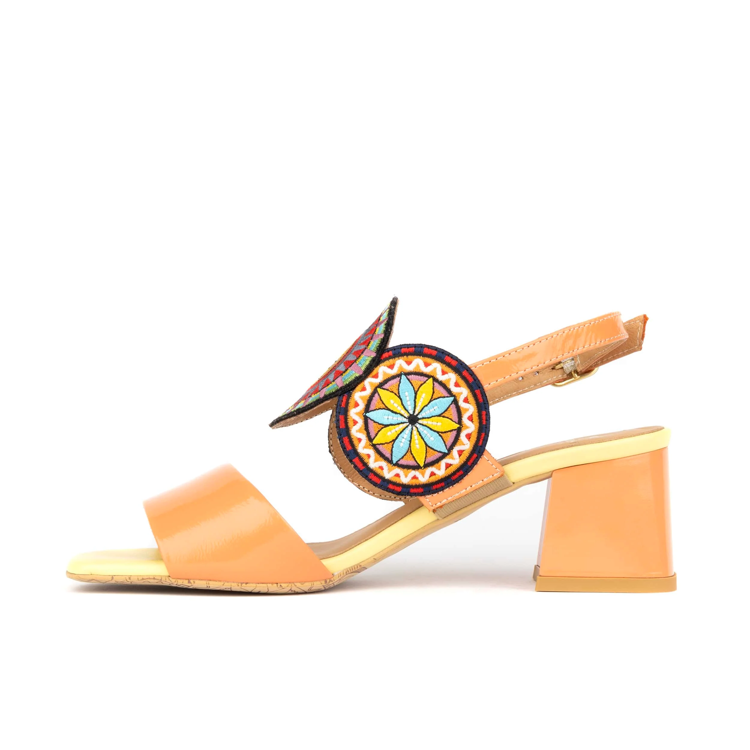 Vibe - Coral Multi - Women's leather heel sandal with open-toe & ankle strap - Image 3