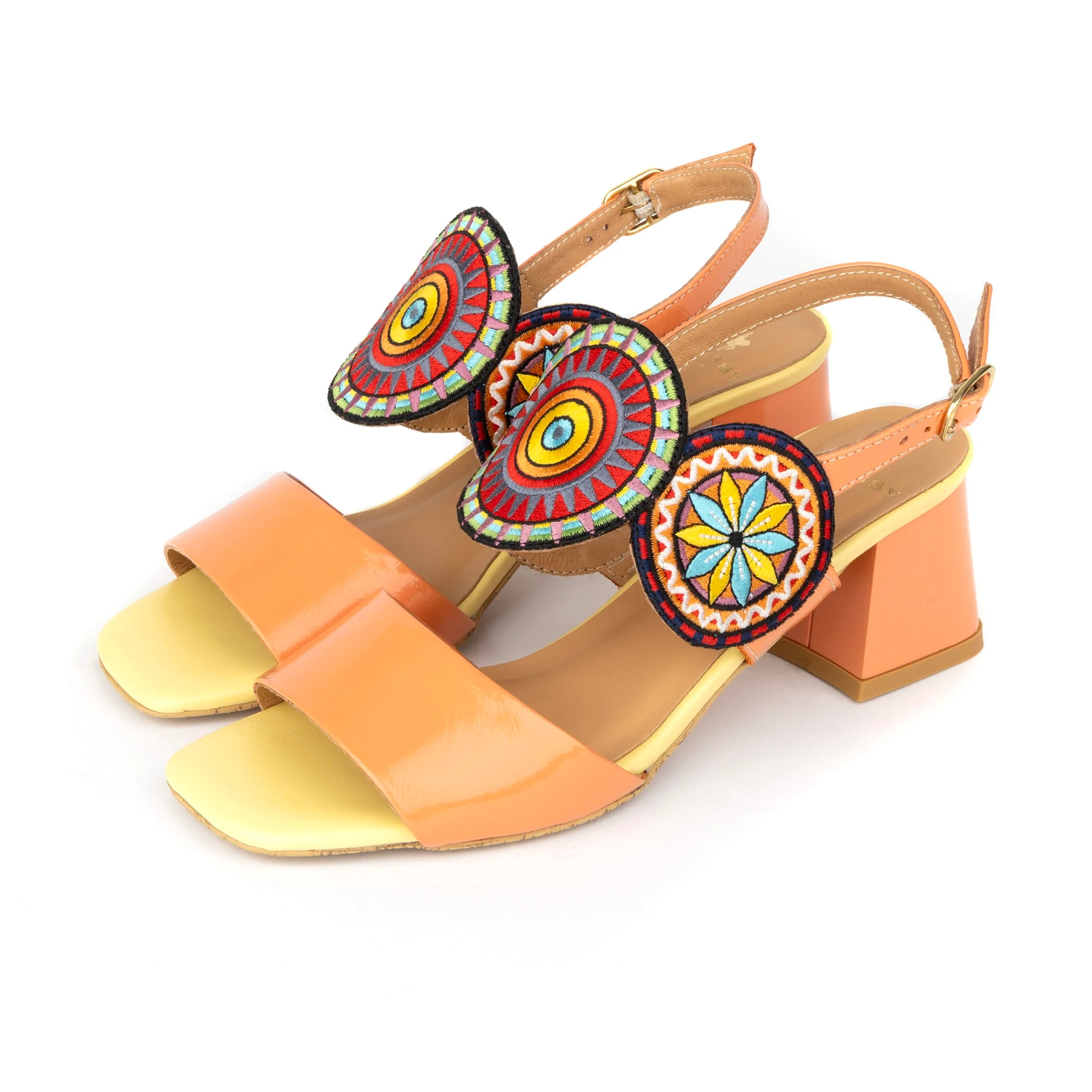 Vibe - Coral Multi - Women's leather heel sandal with open-toe & ankle strap - Image 9