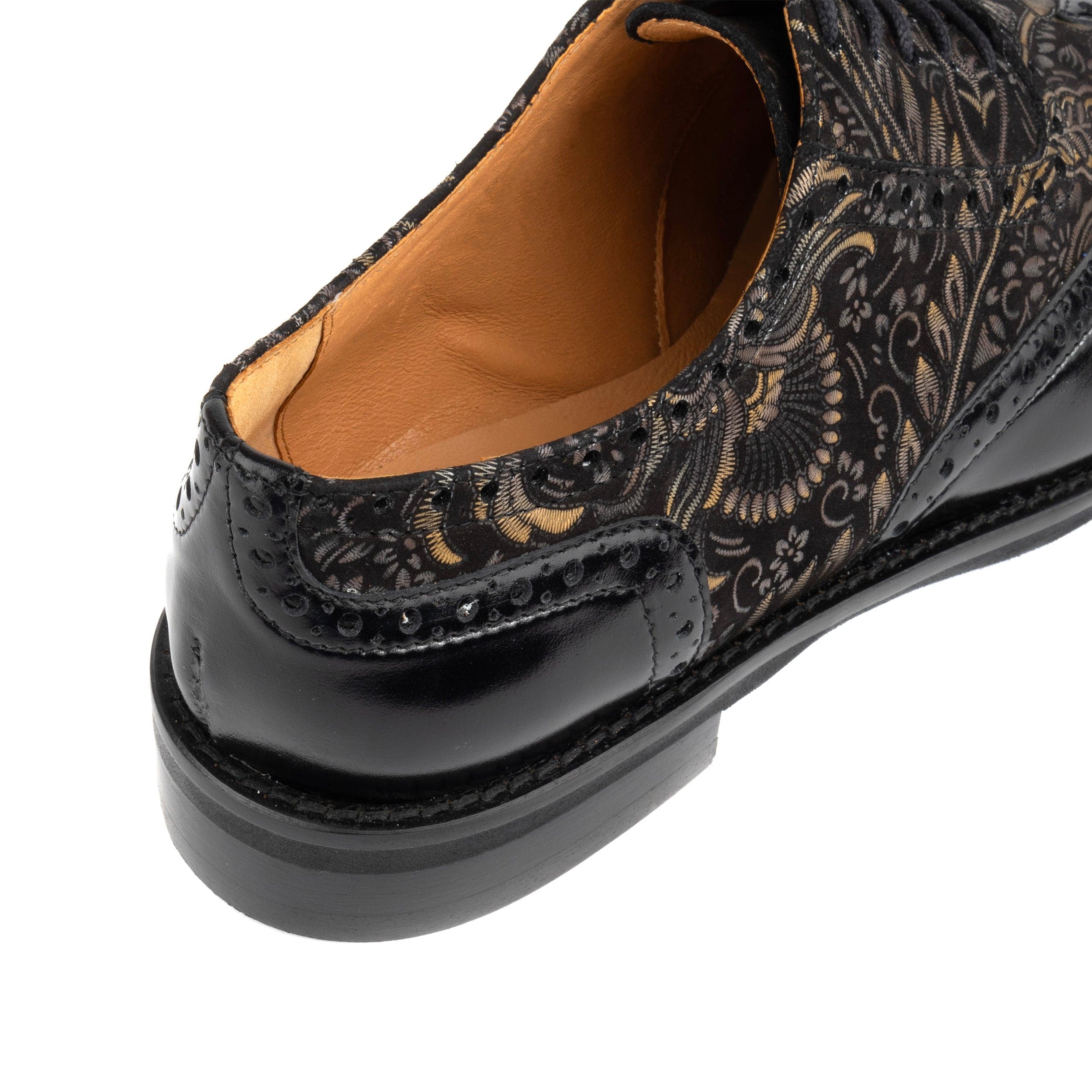 Vivienne - Black & Gold - Women's oxford lace-up shoe with brogue details - Image 8