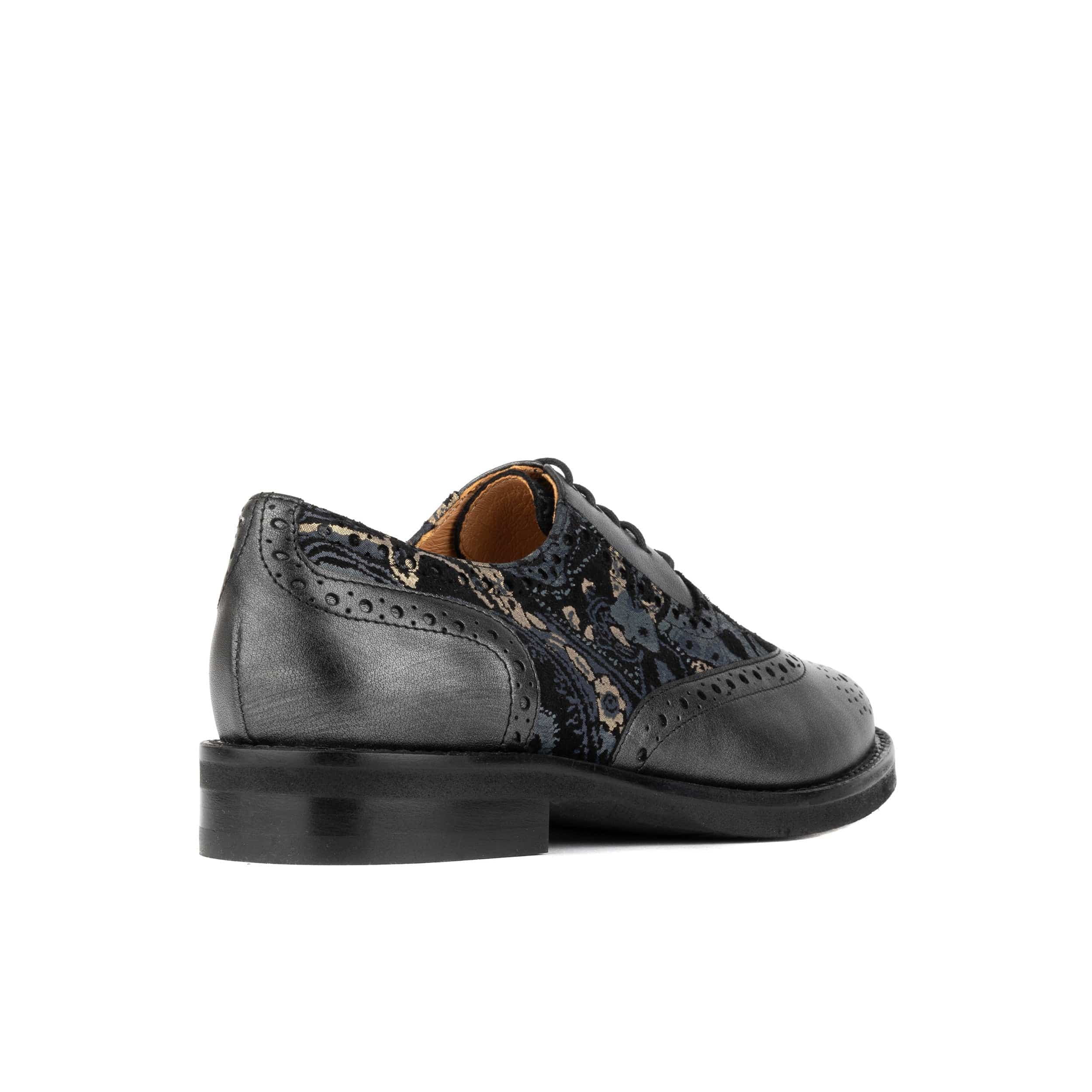 Vivienne - Black & Grey & Gold - Women's oxford lace-up shoe with brogue details - Image 5