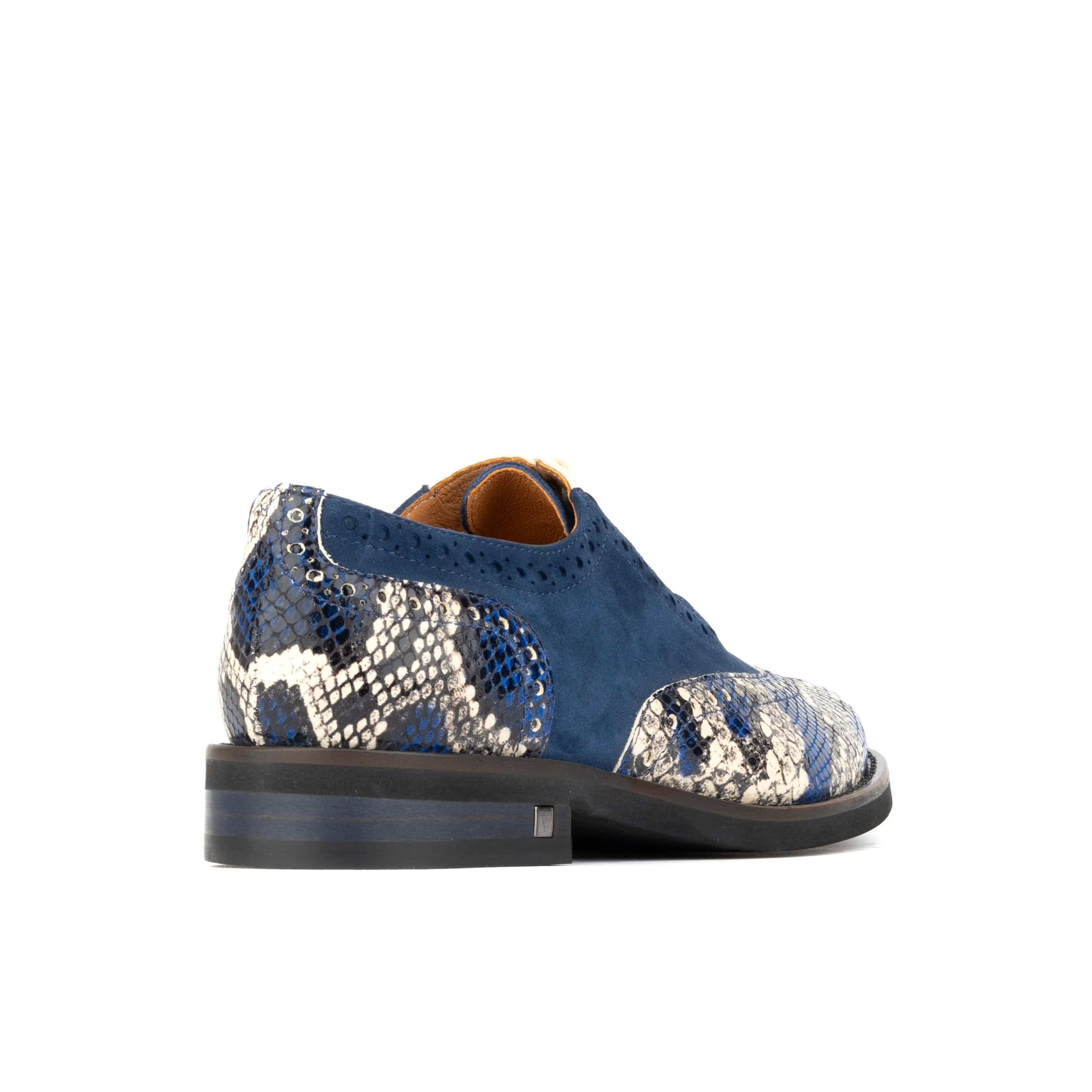 Vivienne - Blue Snake - Women's oxford lace-up shoe with brogue details - Image 5