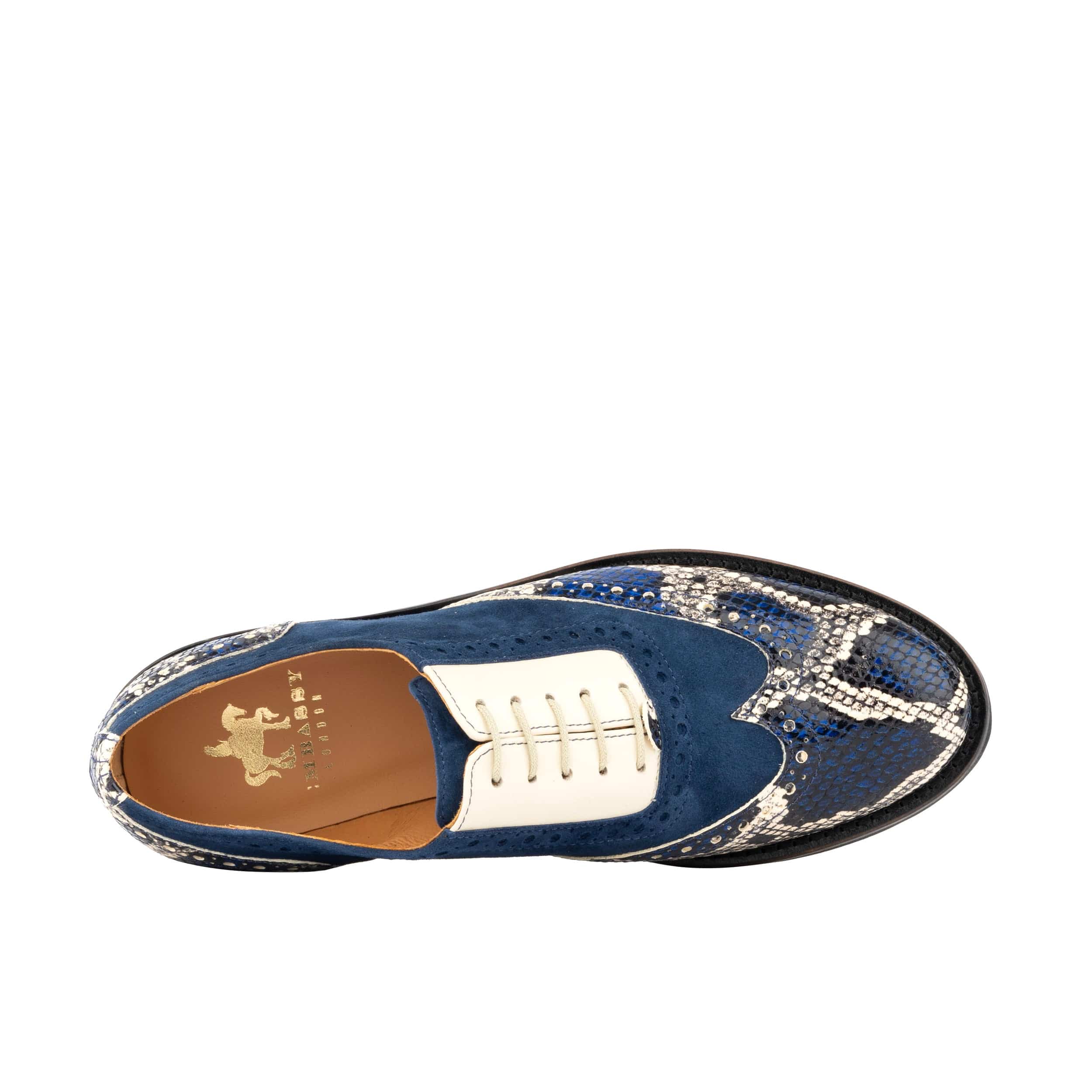 Vivienne - Blue Snake - Women's oxford lace-up shoe with brogue details - Image 7
