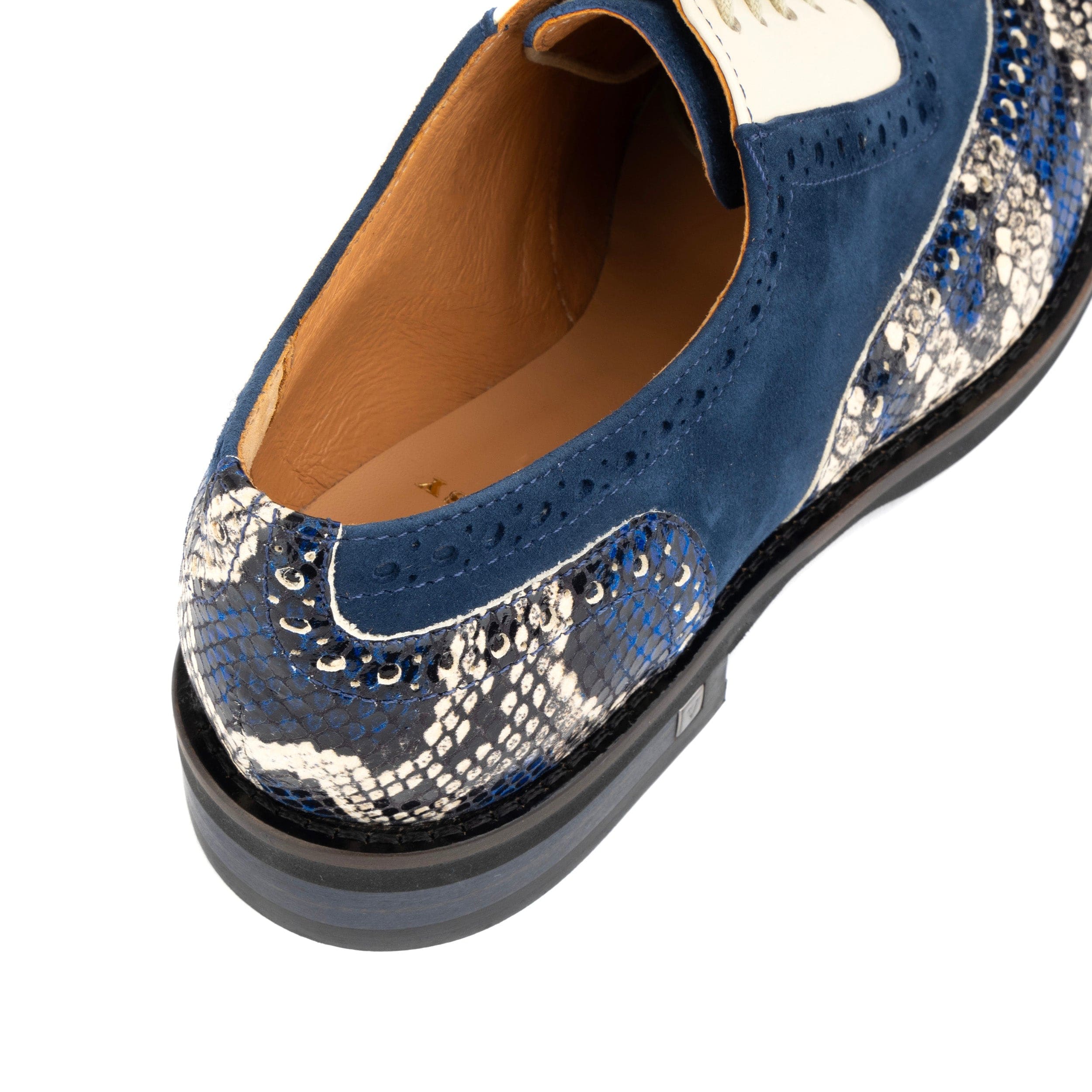 Vivienne - Blue Snake - Women's oxford lace-up shoe with brogue details - Image 9