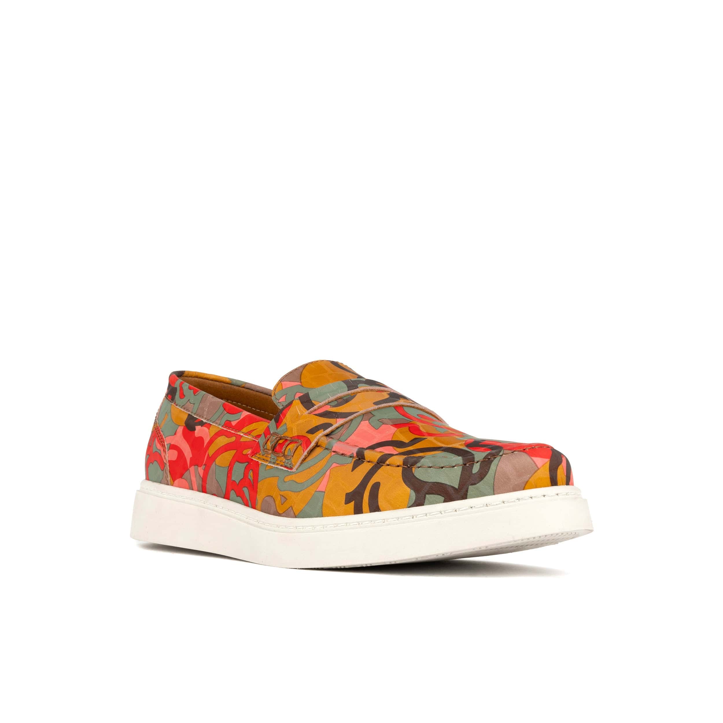 Walter - Multi Print - Men's white sole Summer Loafer in eye catching soft leather - Image 2