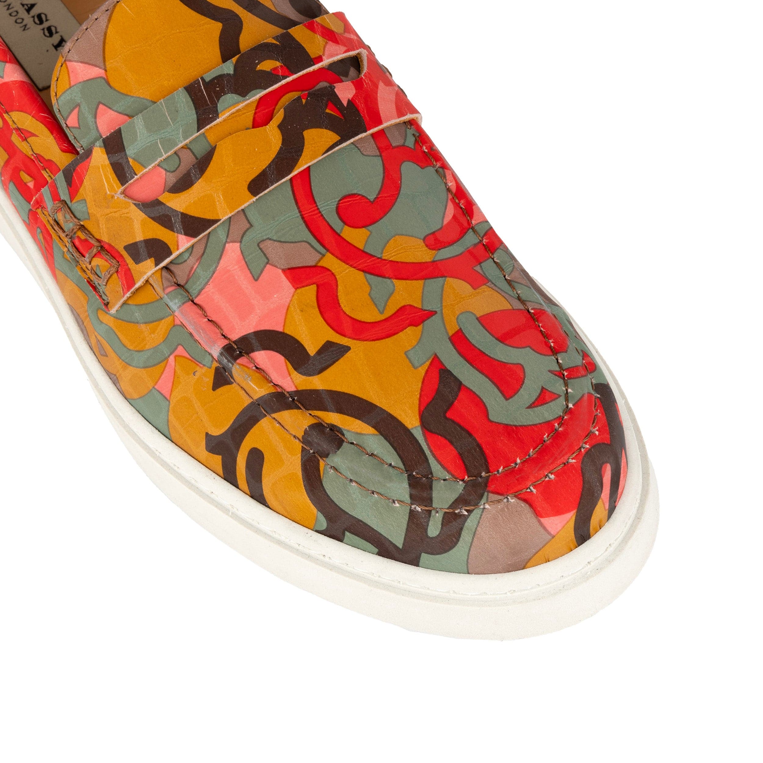 Walter - Multi Print - Men's white sole Summer Loafer in eye catching soft leather - Image 7