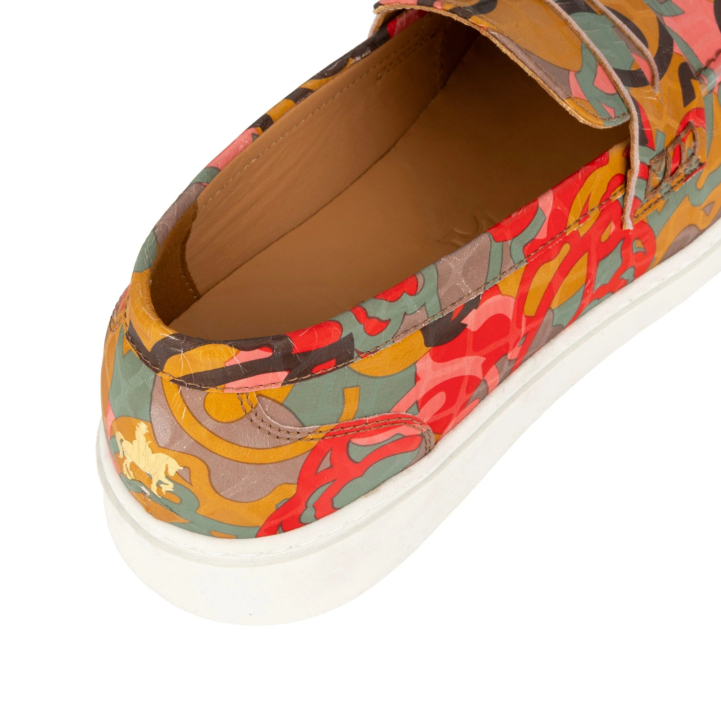 Walter - Multi Print - Men's white sole Summer Loafer in eye catching soft leather - Image 8