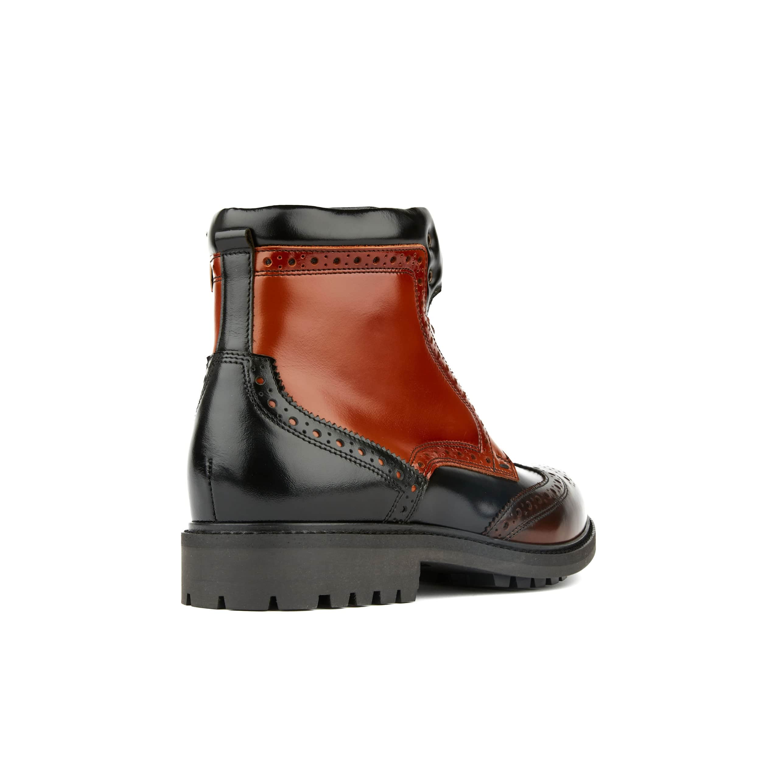 Wanderer - Black Brown - Men's chunky combat style boot in black and brown leather - Image 4