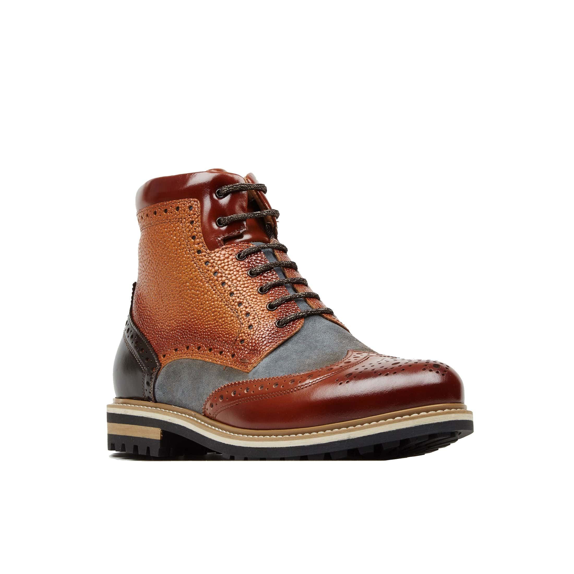 Wanderer - Foxy - Men's chunky combat style lace up and zip up boot in tan - Image 3