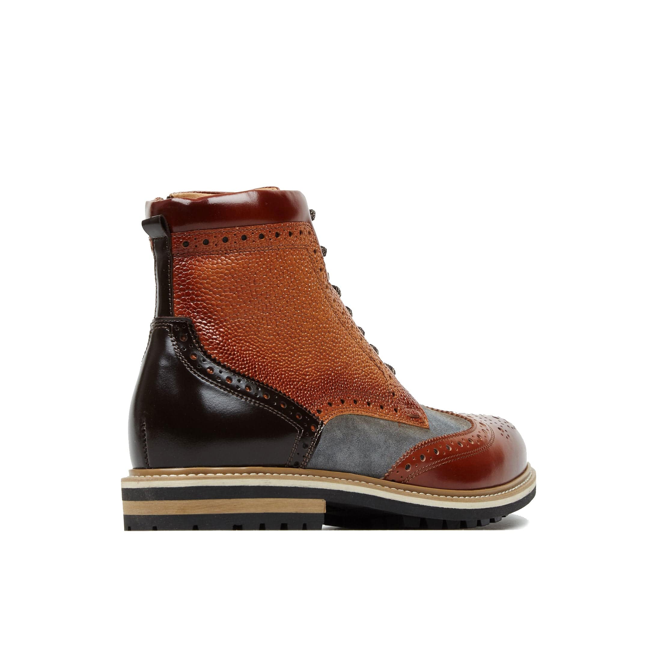 Wanderer - Foxy - Men's chunky combat style lace up and zip up boot in tan - Image 5