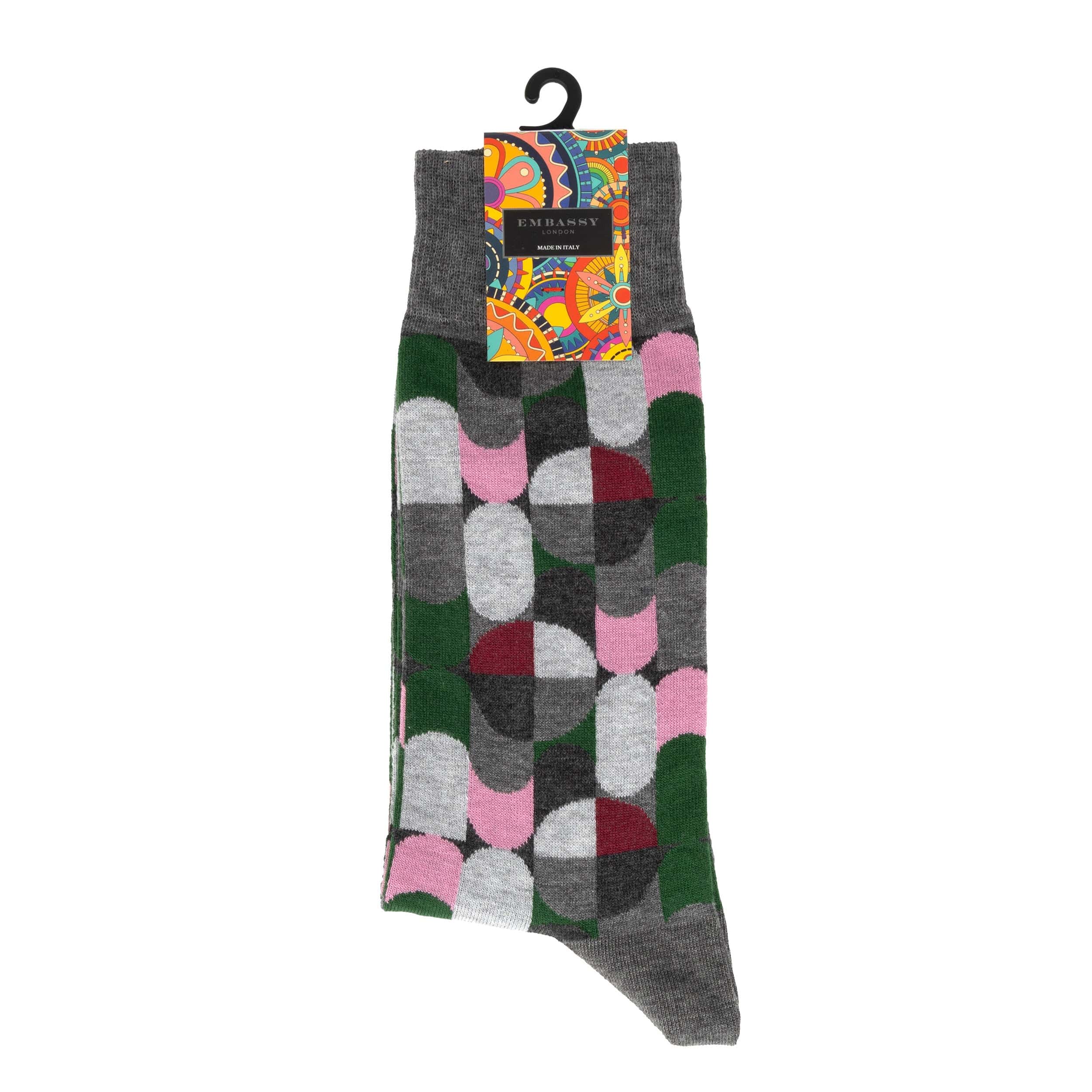 Wiggle - Grey & Pink Signature - - Men's cotton crew socks size UK 6 to 12 - Image 2