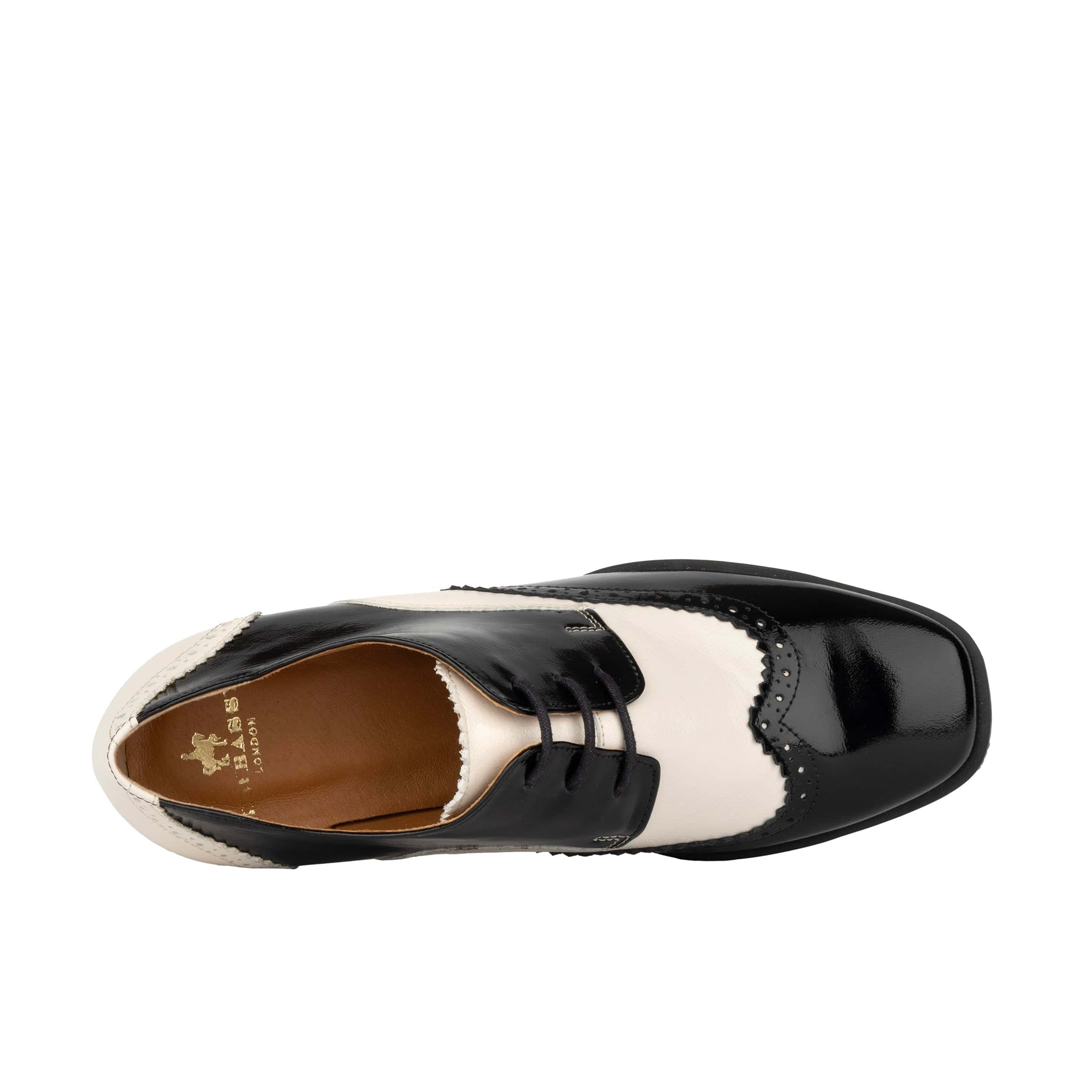 Ziggy - Black & Cream - Women’s Patent Leather lace-up Brogue Heel - Image 7
